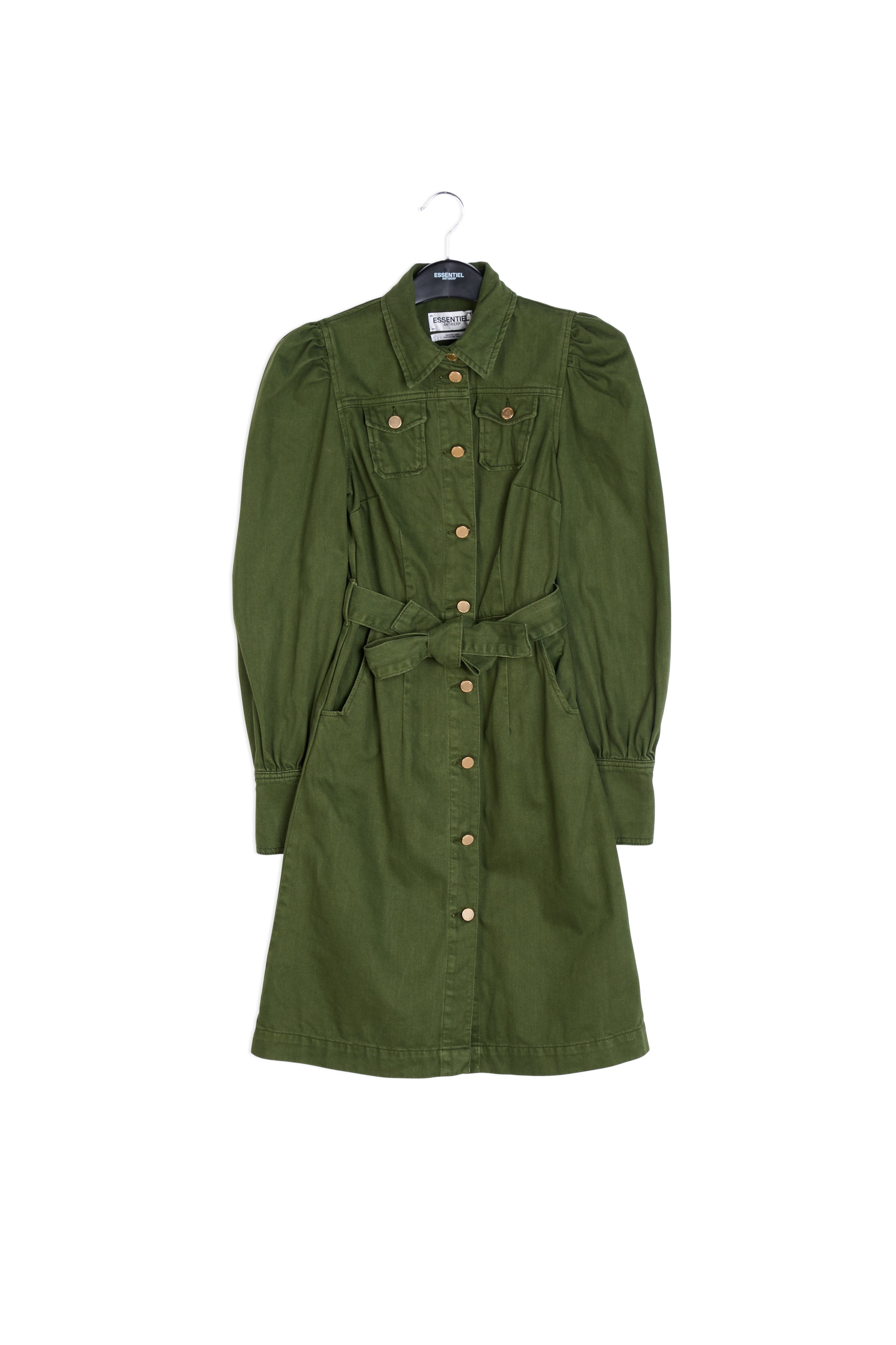 Pine green denim shirt dress RE—SSENTIEL | Essentiel second hand