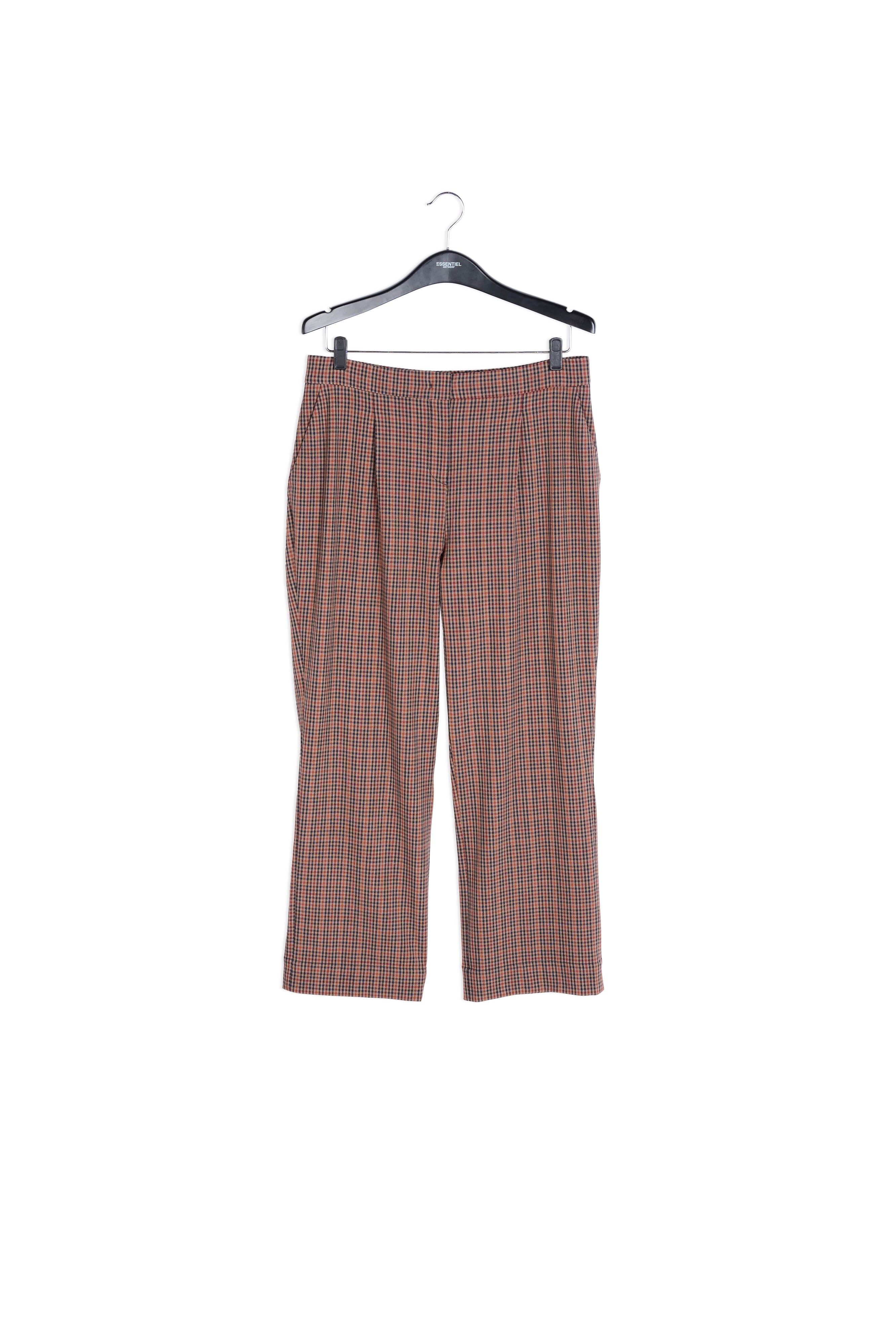 Pantalon à carreaux beige, rouges et bleu foncé RE—SSENTIEL | Essentiel second hand