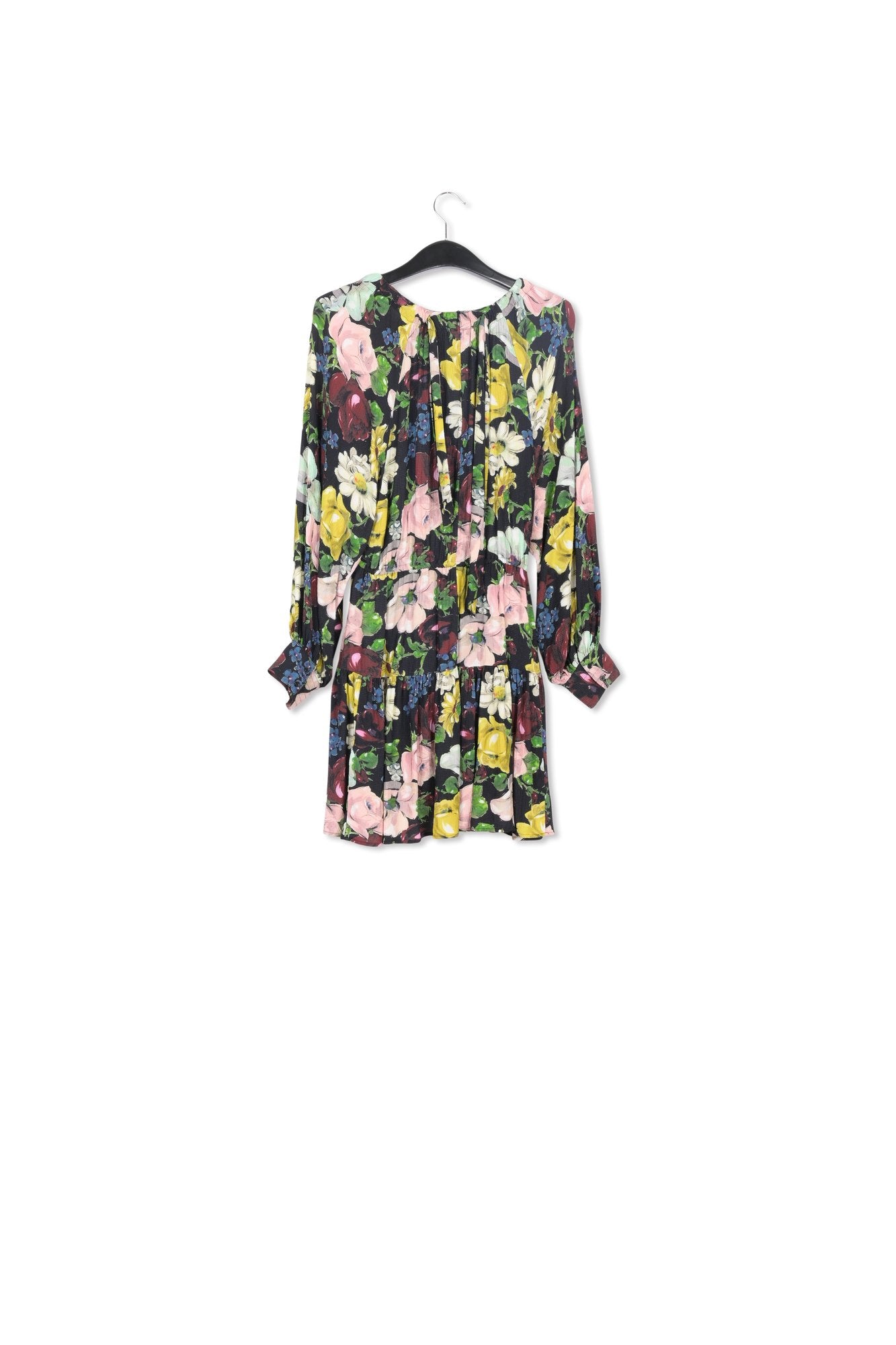 Black, white and yellow floral print mini dress RE—SSENTIEL | Essentiel second hand