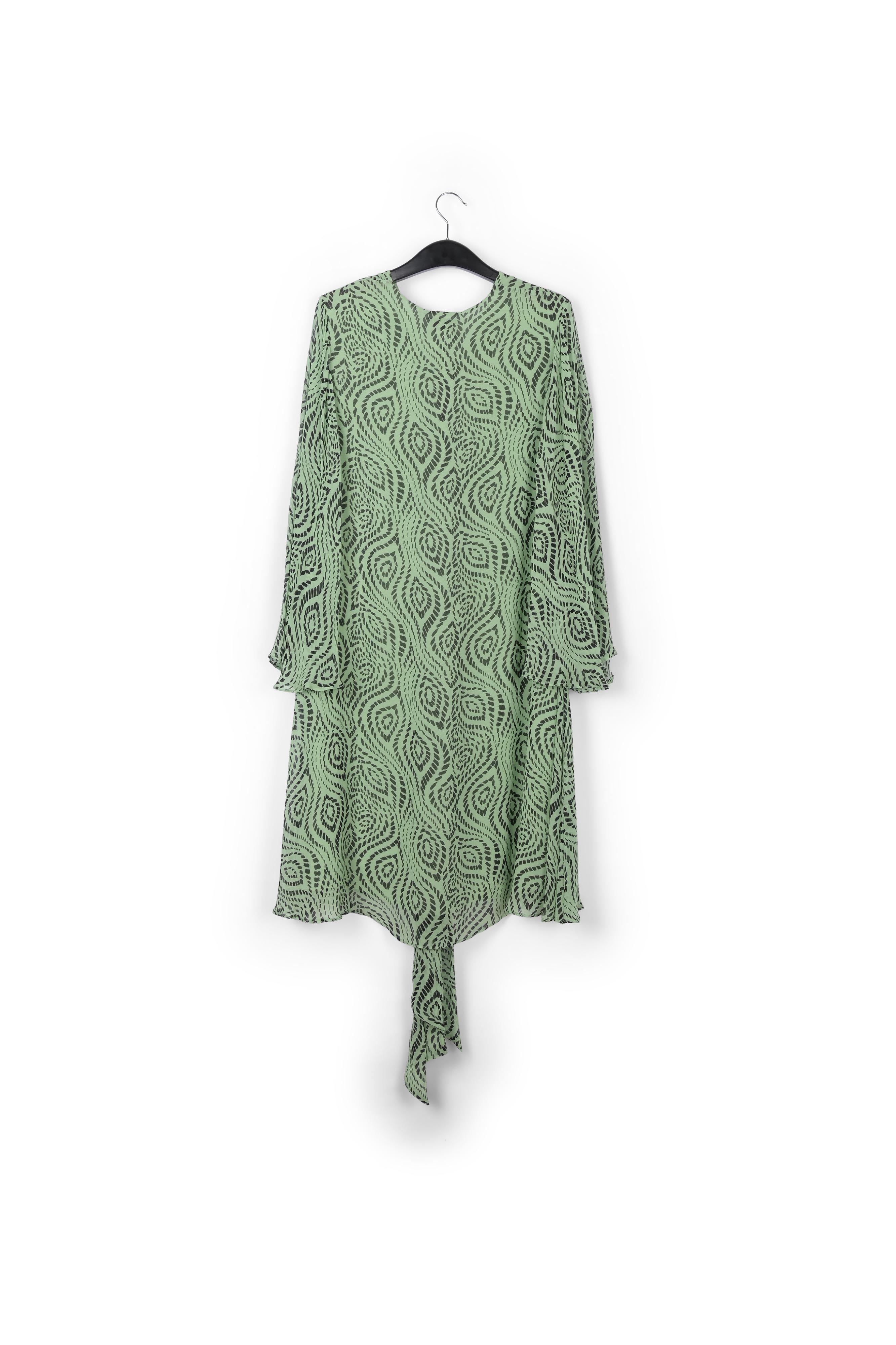 Mint green midi-length dress with geometric print RE—SSENTIEL | Essentiel second hand