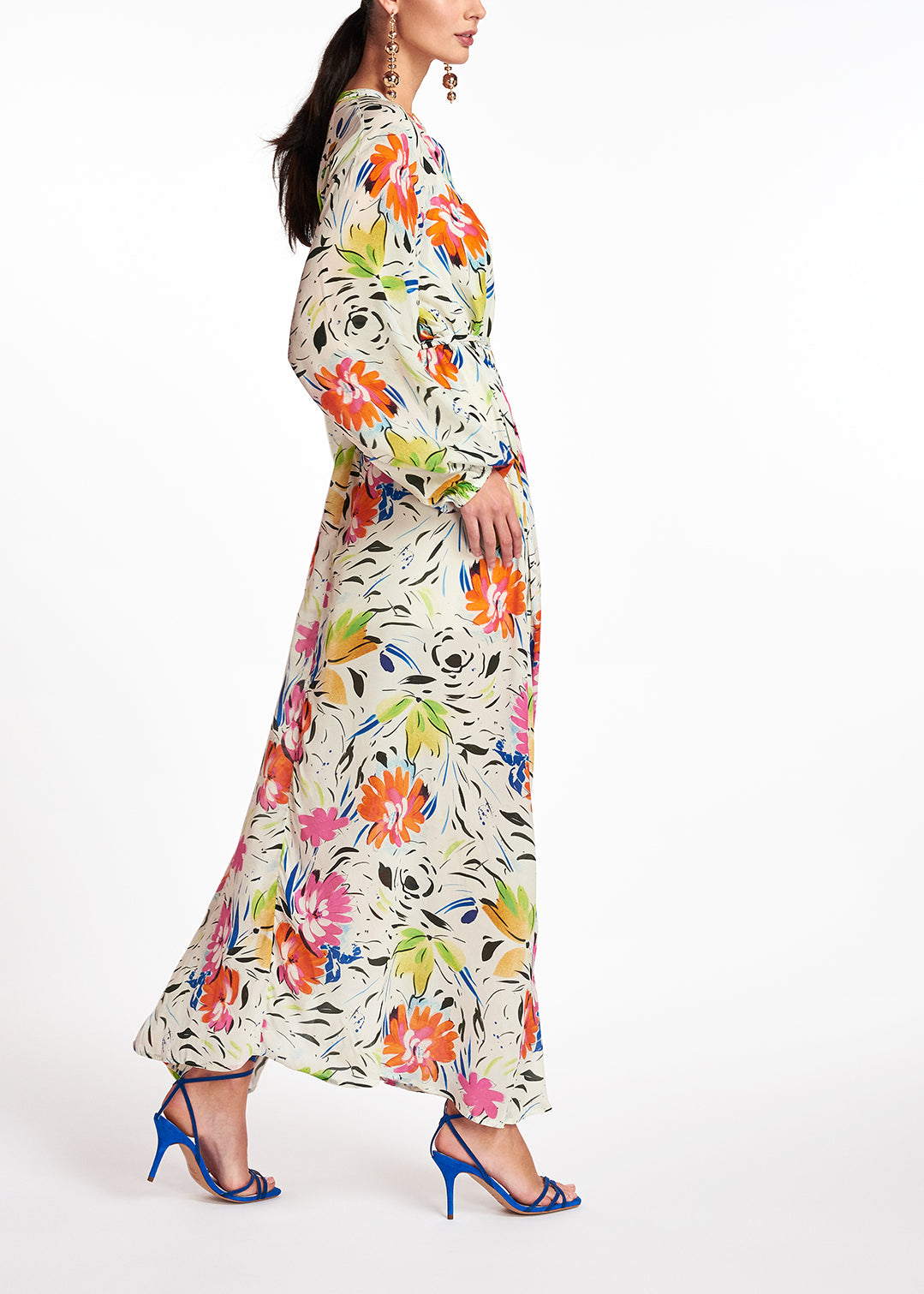 Off-white floral print maxi dress RE—SSENTIEL | Essentiel second hand