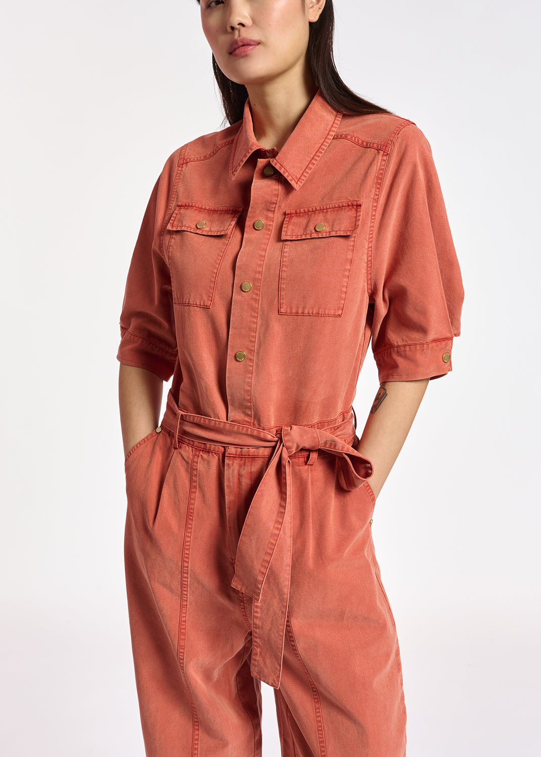 Combinaison en coton mélangé orange foncé RE—SSENTIEL | Essentiel second hand