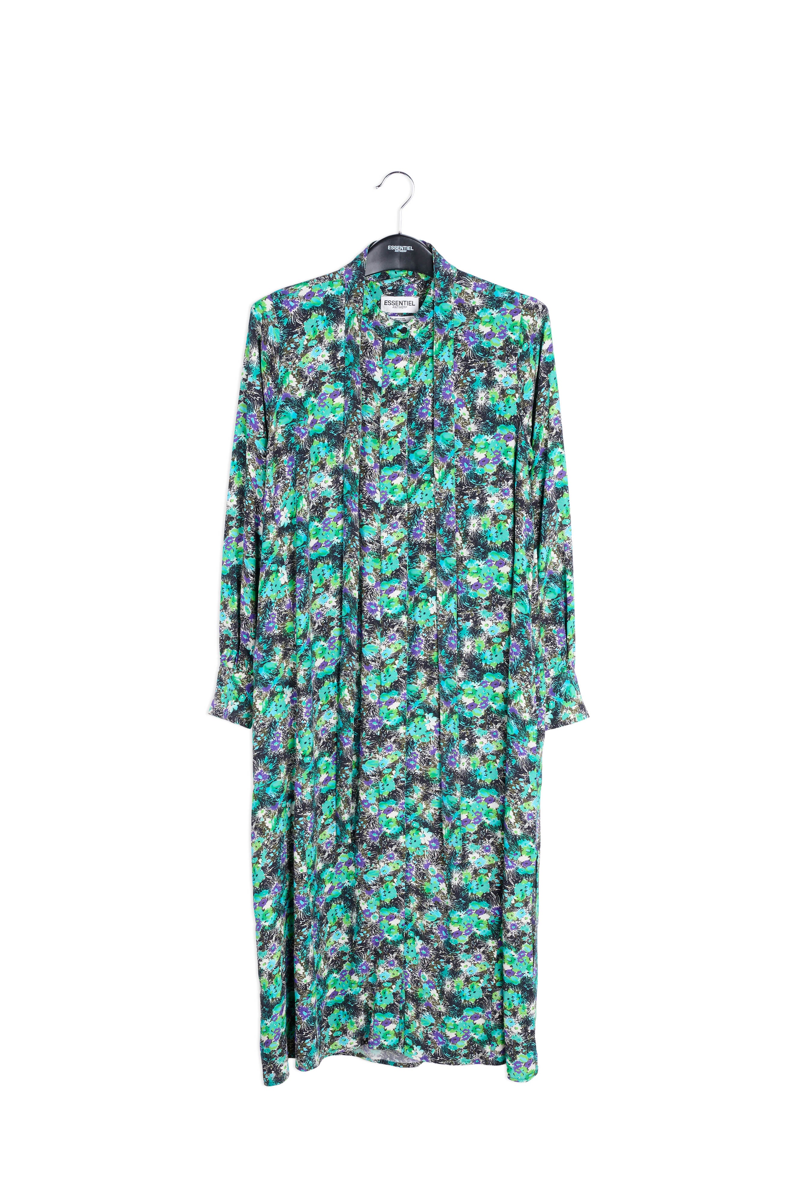 Green floral print a-line shirt dress RE—SSENTIEL | Essentiel second hand