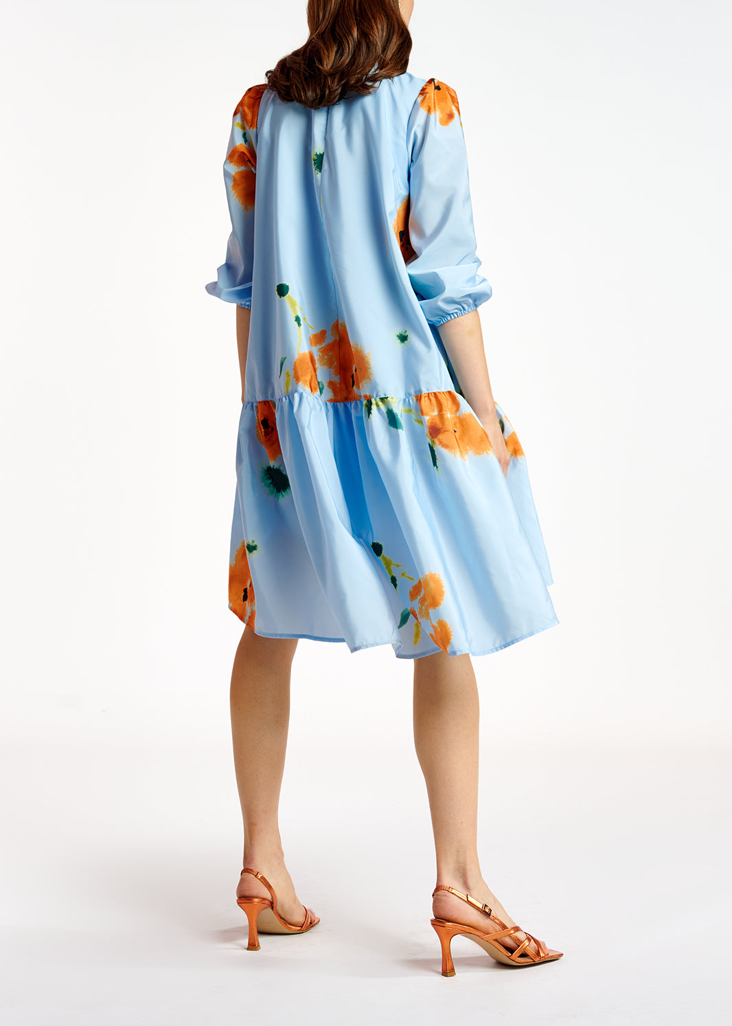 Blue floral print oversized mini dress RE—SSENTIEL | Essentiel second hand