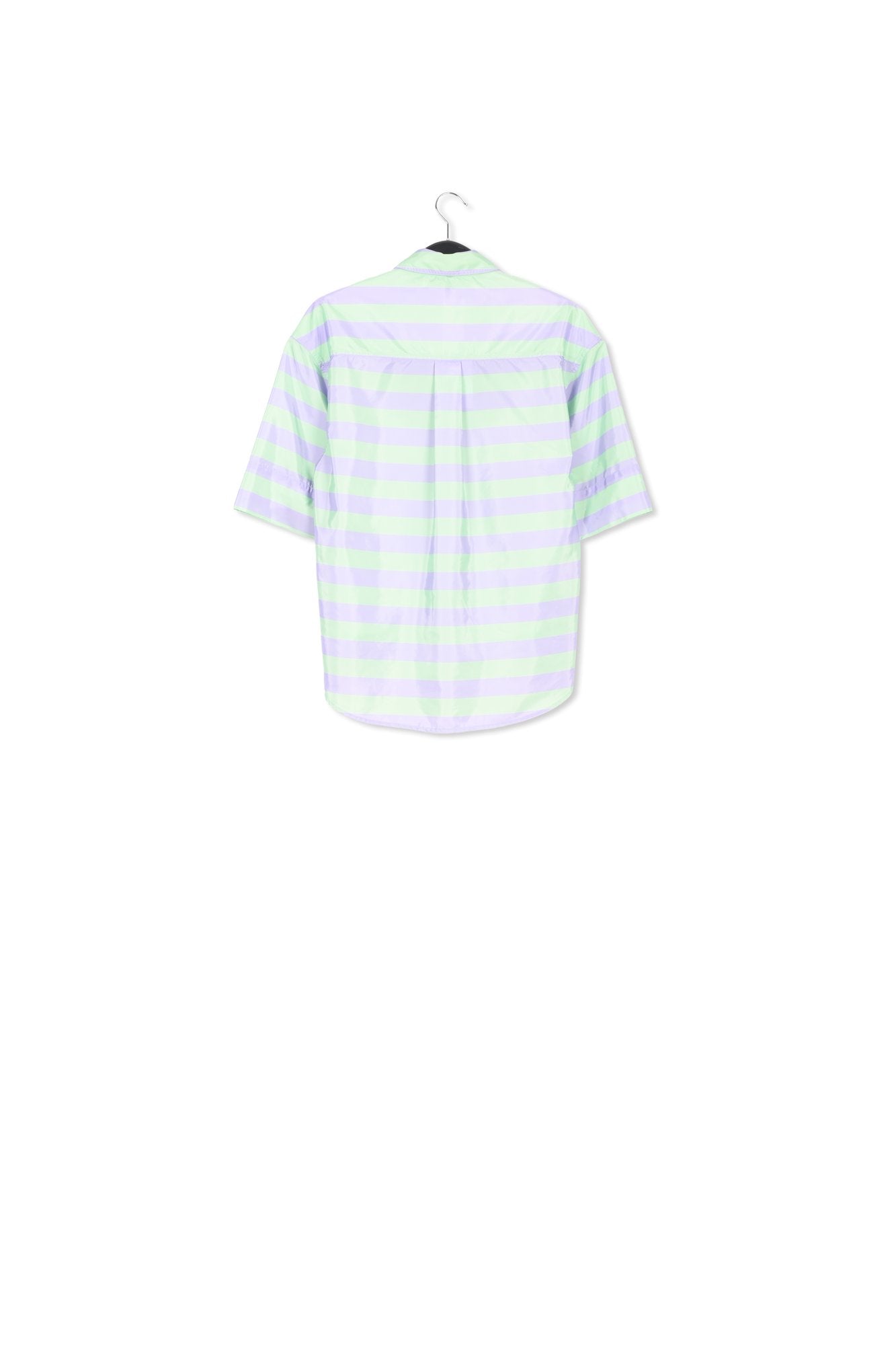Lilac and mint green striped shirt with pussy bow RE—SSENTIEL | Essentiel second hand