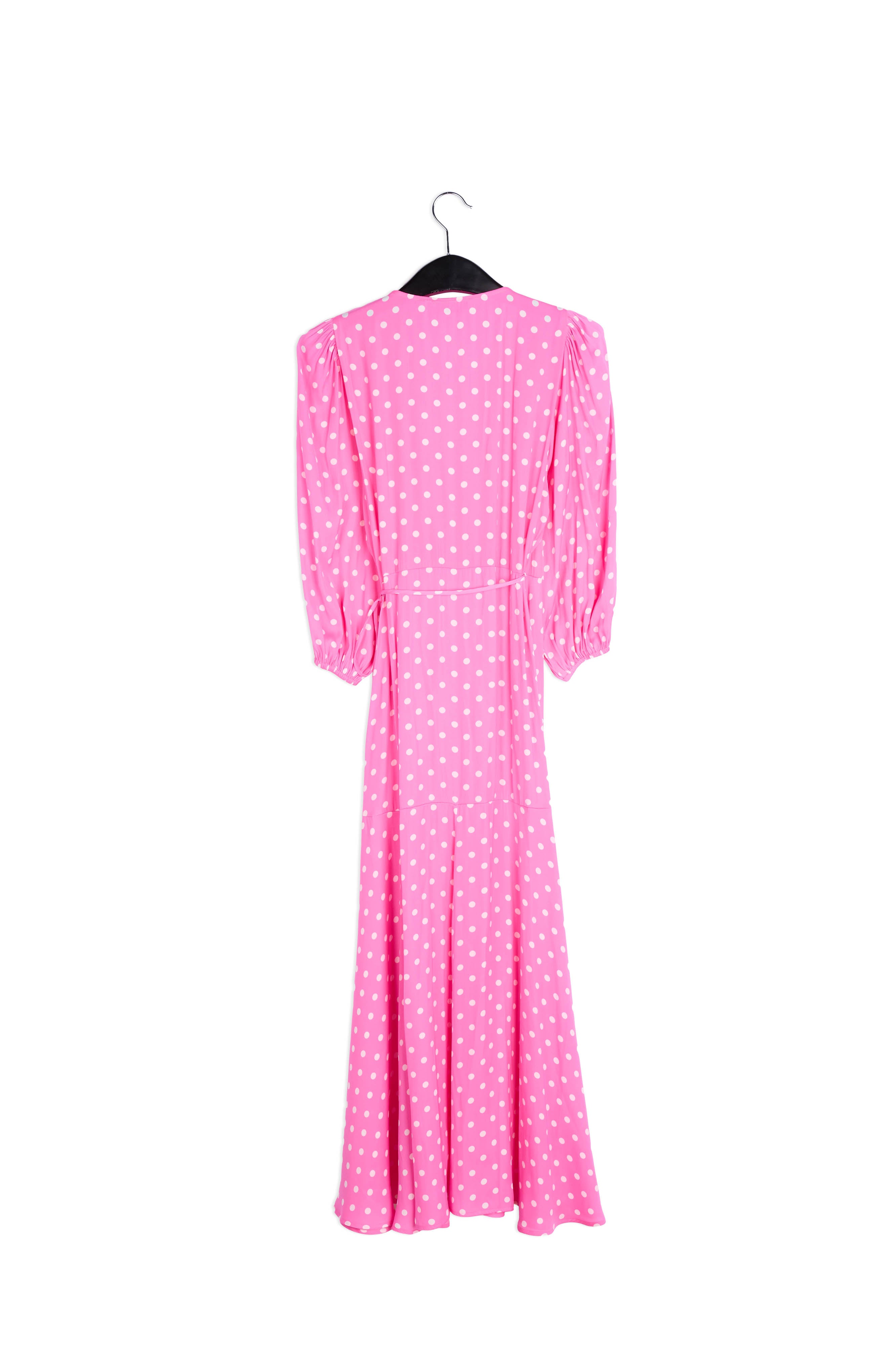 Neon pink polka dot wrap maxi dress RE—SSENTIEL | Essentiel second hand