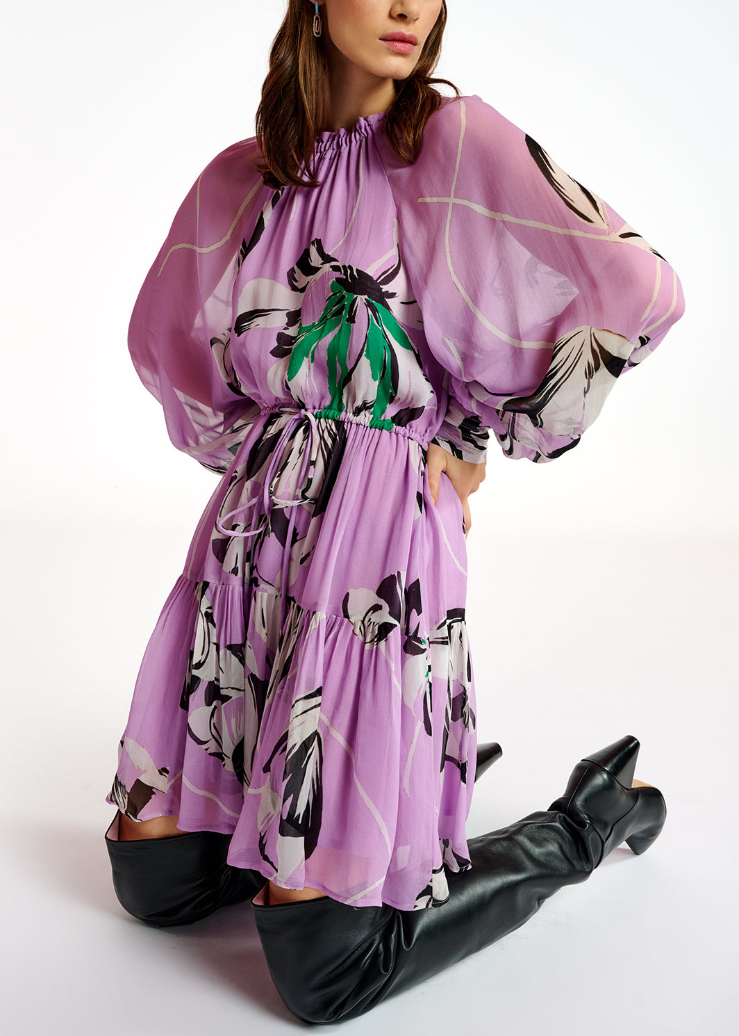 Lilac floral-print mini dress RE—SSENTIEL | Essentiel second hand