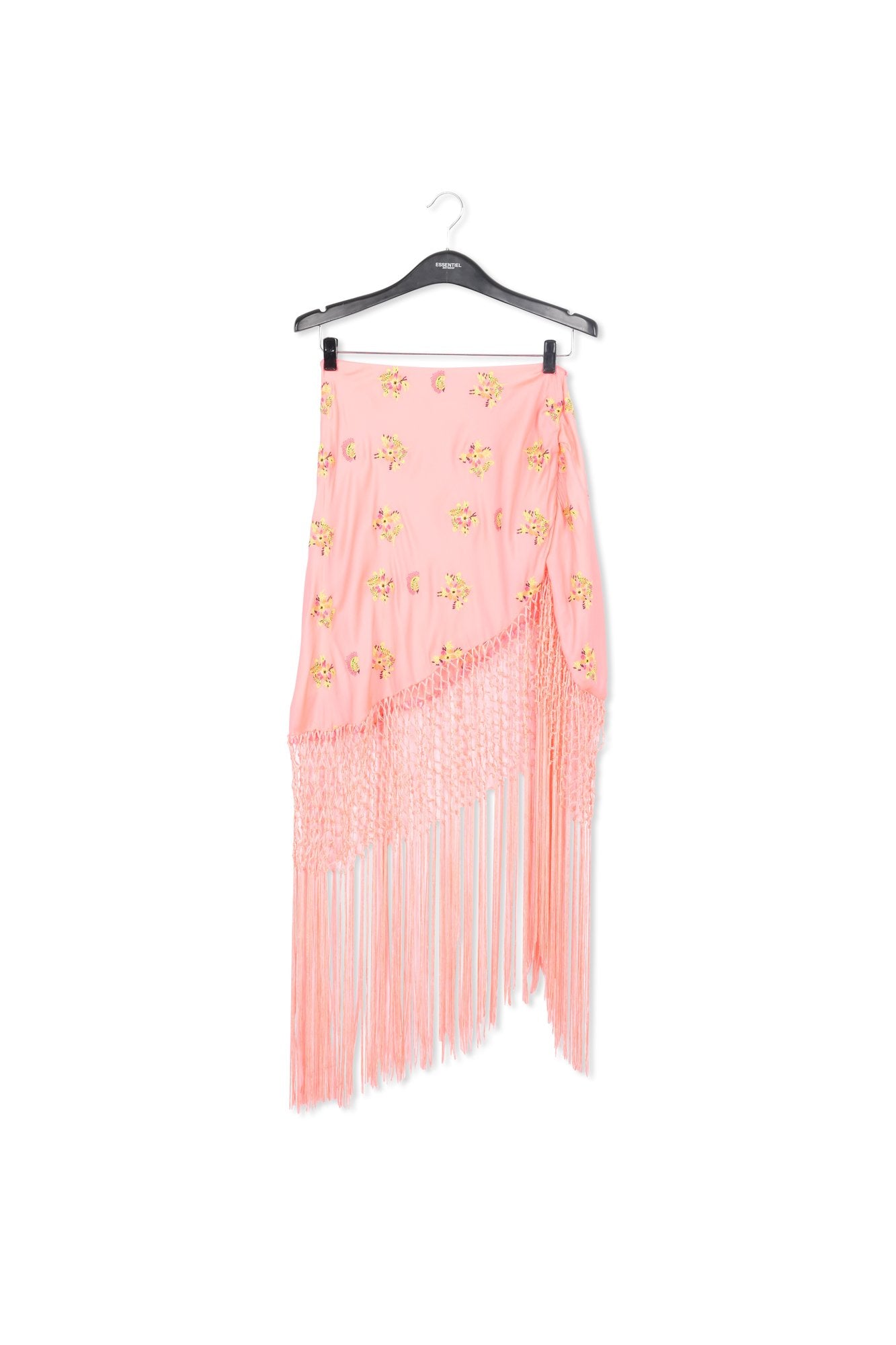 Peach embroidered front-tie mini skirt with fringes RE—SSENTIEL | Essentiel second hand