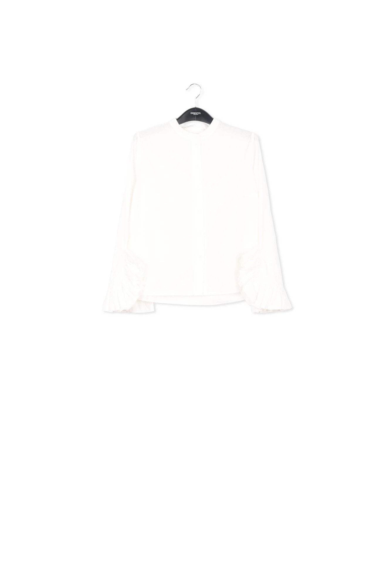 Gebroken wit katoenen overhemd met volantmouwen RE—SSENTIEL | Essentiel second hand