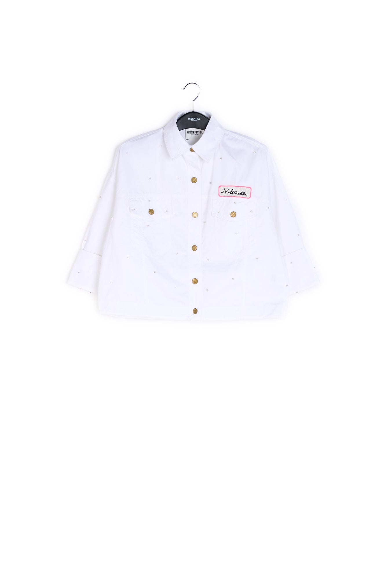 White cotton jacket with rhinestones all over RE—SSENTIEL | Essentiel second hand