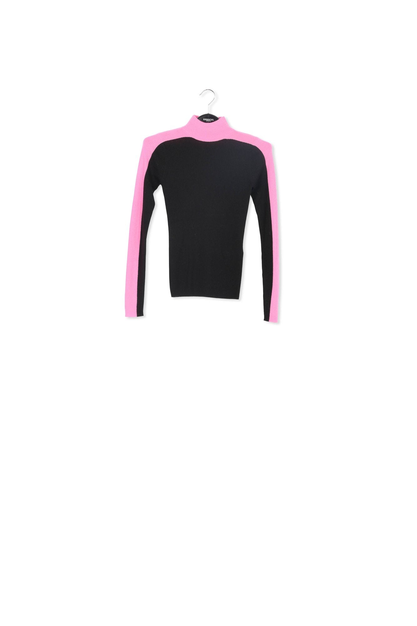 Black and pink two-tone turtleneck knit sweater RE—SSENTIEL | Essentiel second hand