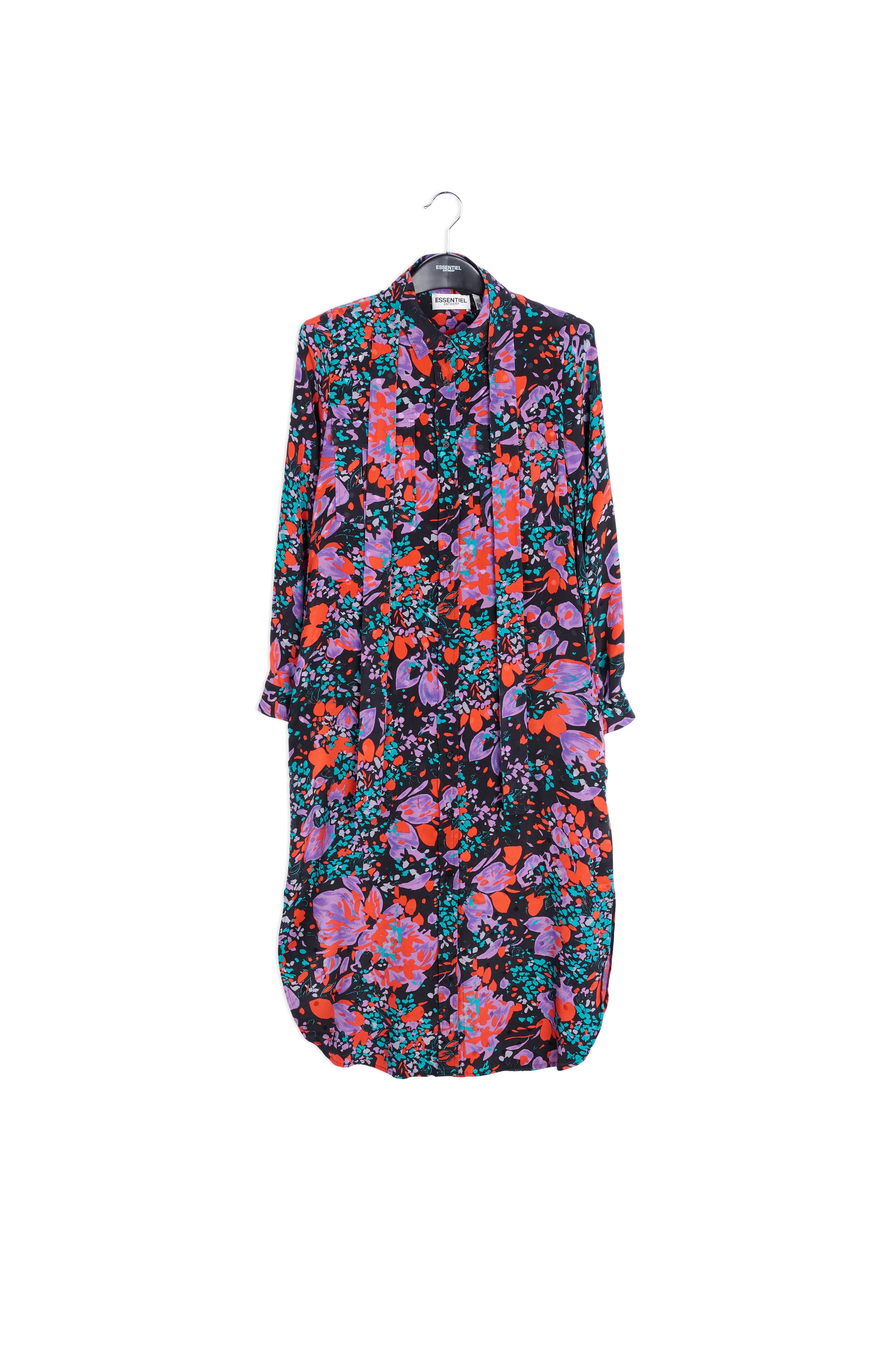 Black silk jacquard shirt dress RE—SSENTIEL | Essentiel second hand