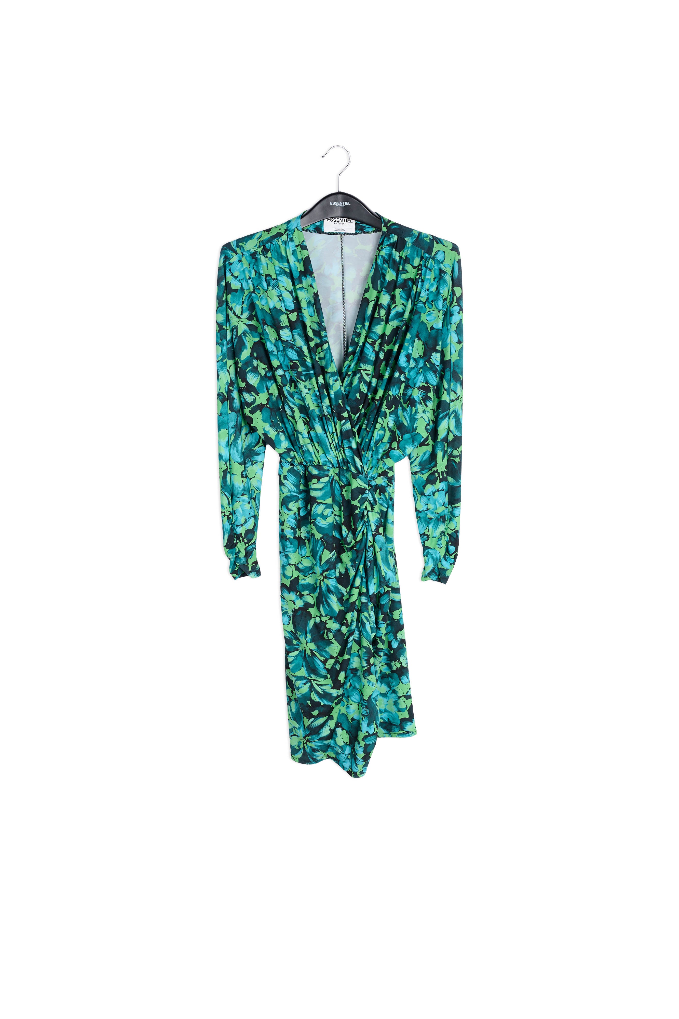 Green and blue fitted wrap dress RE—SSENTIEL | Essentiel second hand