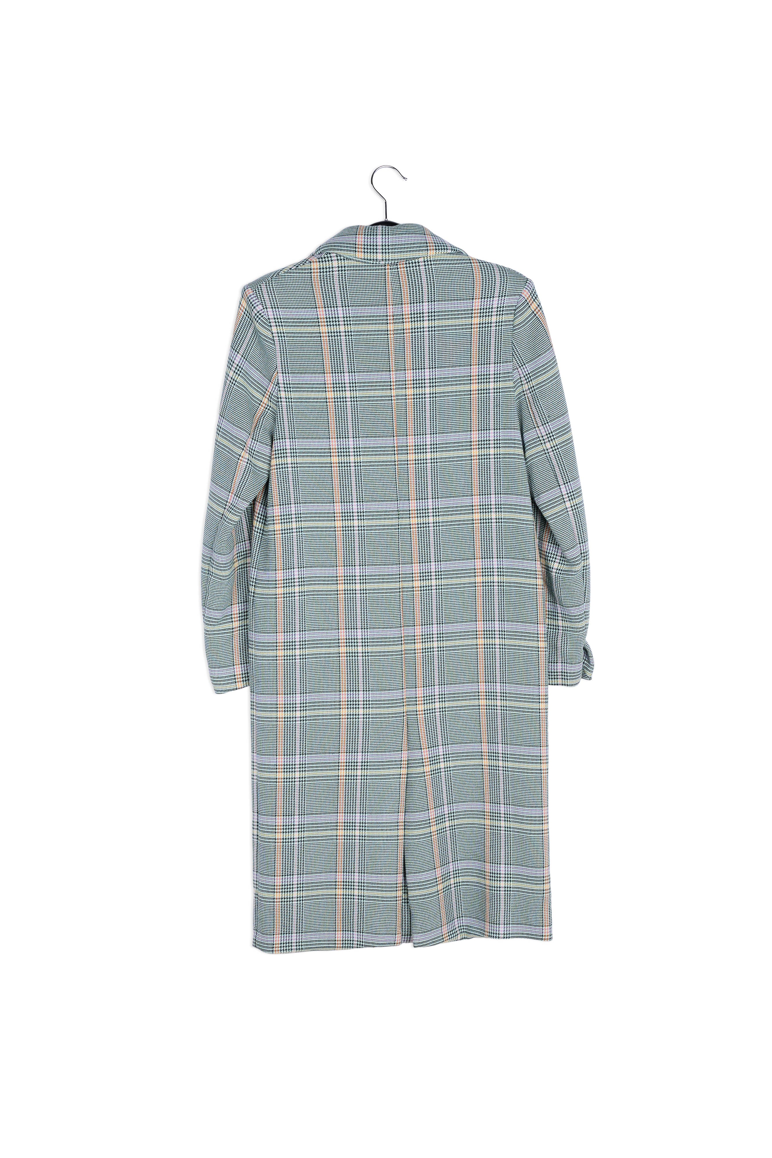 Manteau croisé en tartan vert RE—SSENTIEL | Essentiel second hand