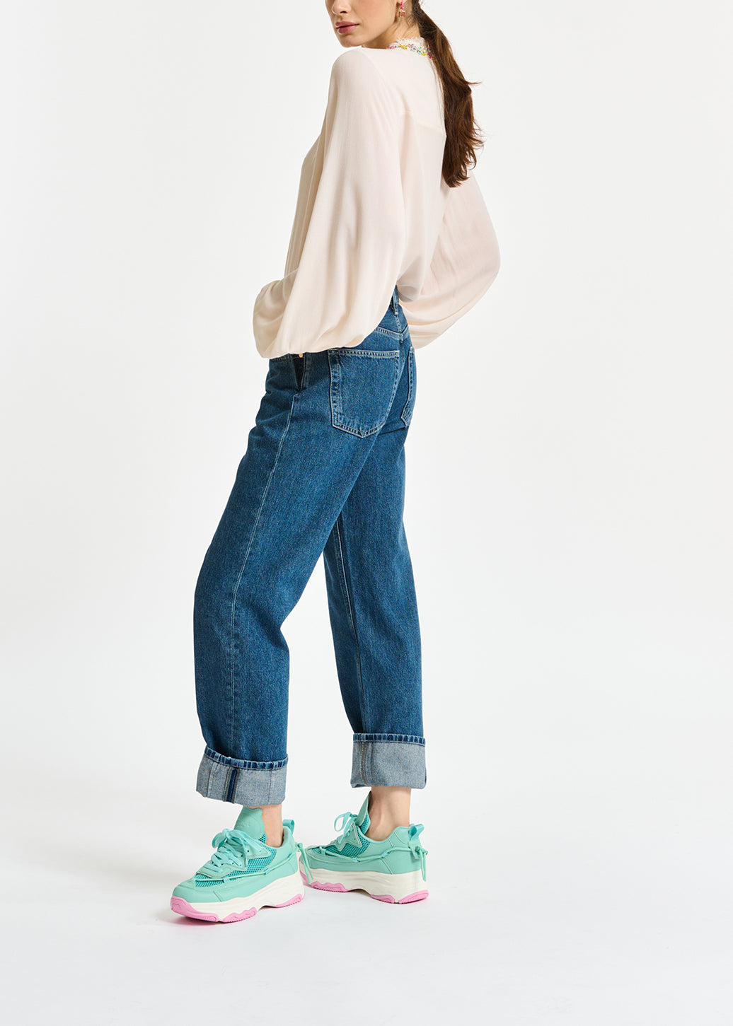 Cropped high-rise blue jeans RE—SSENTIEL | Essentiel second hand