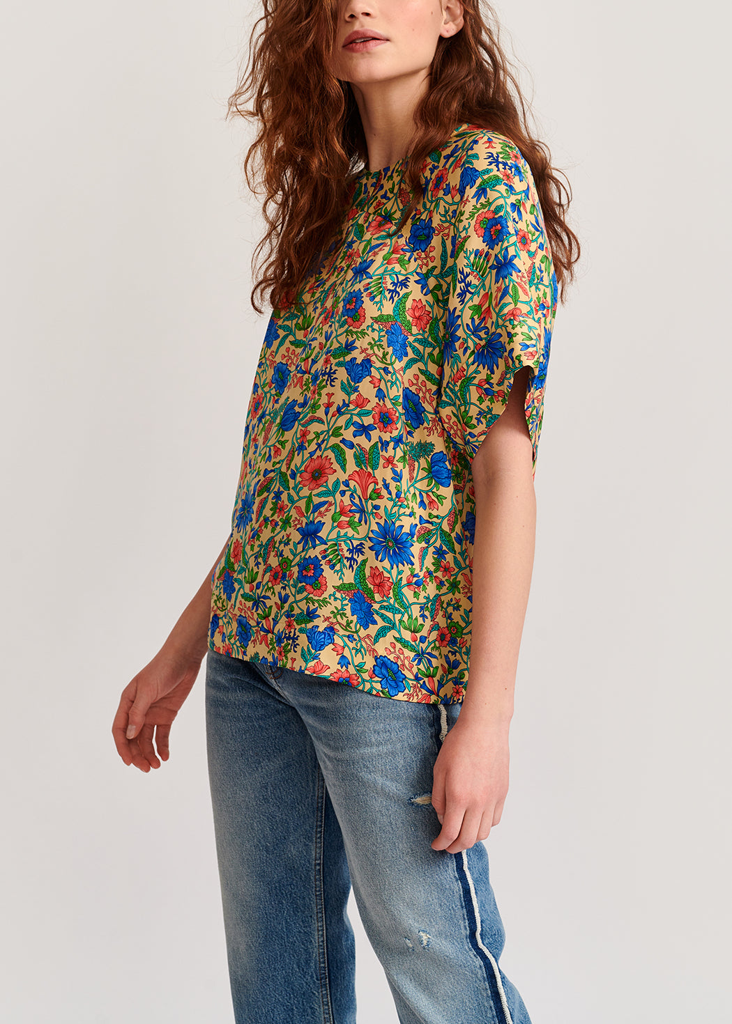 Cream floral-print top RE—SSENTIEL | Essentiel second hand