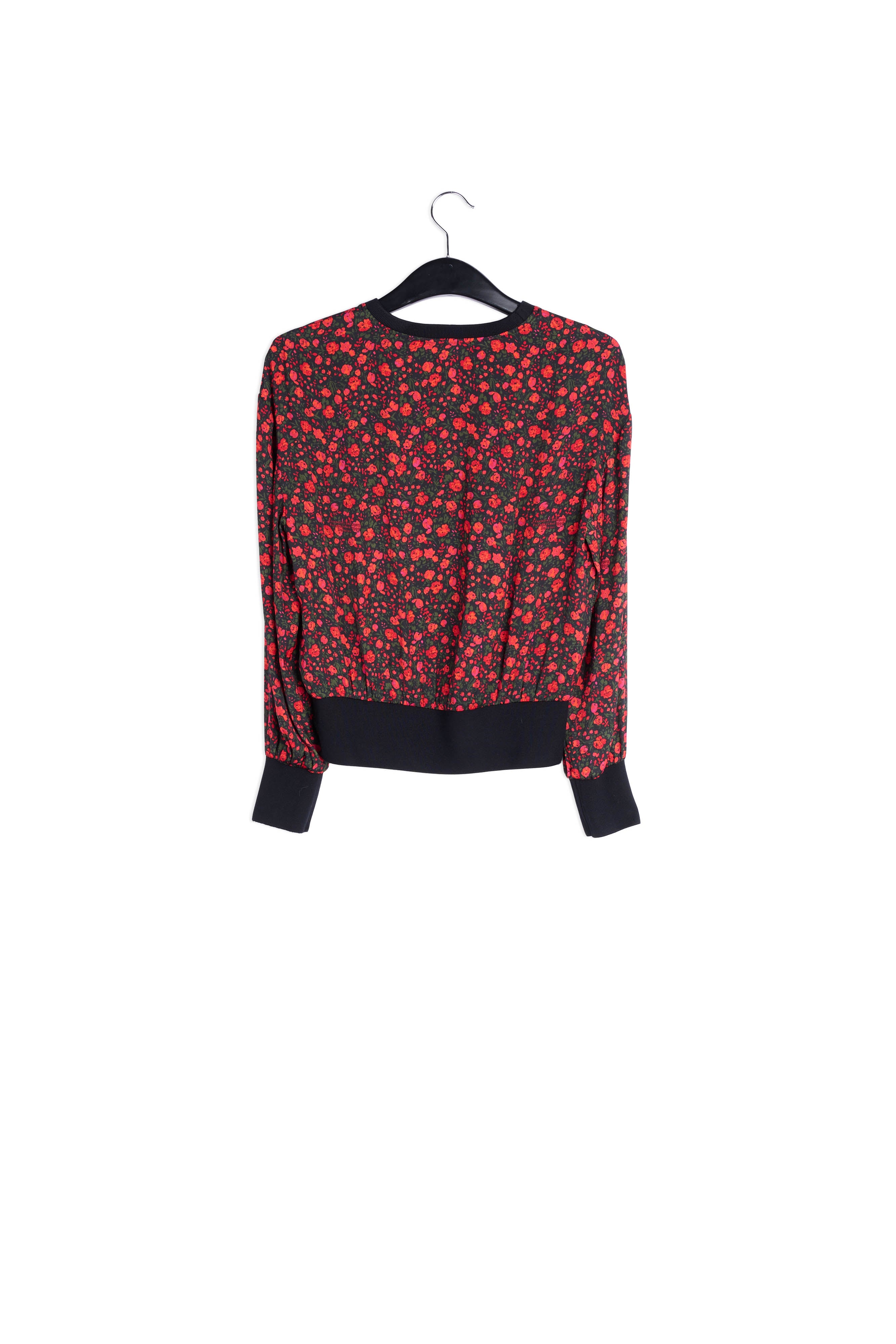 Top met zwarte en rode bloemenprint RE—SSENTIEL | Essentiel second hand