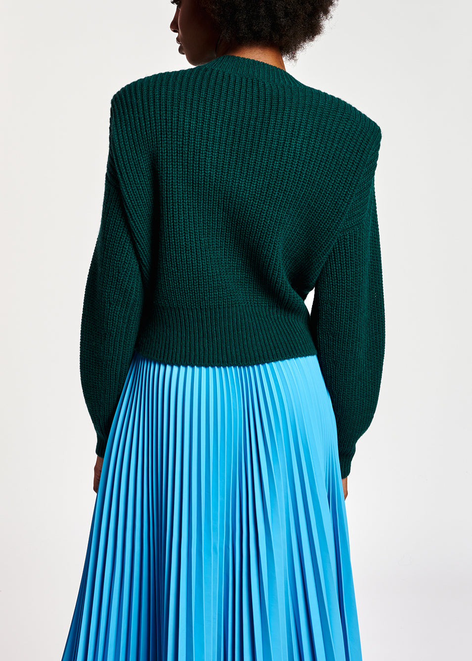 Dark green sweater with padded shoulders RE—SSENTIEL | Essentiel second hand
