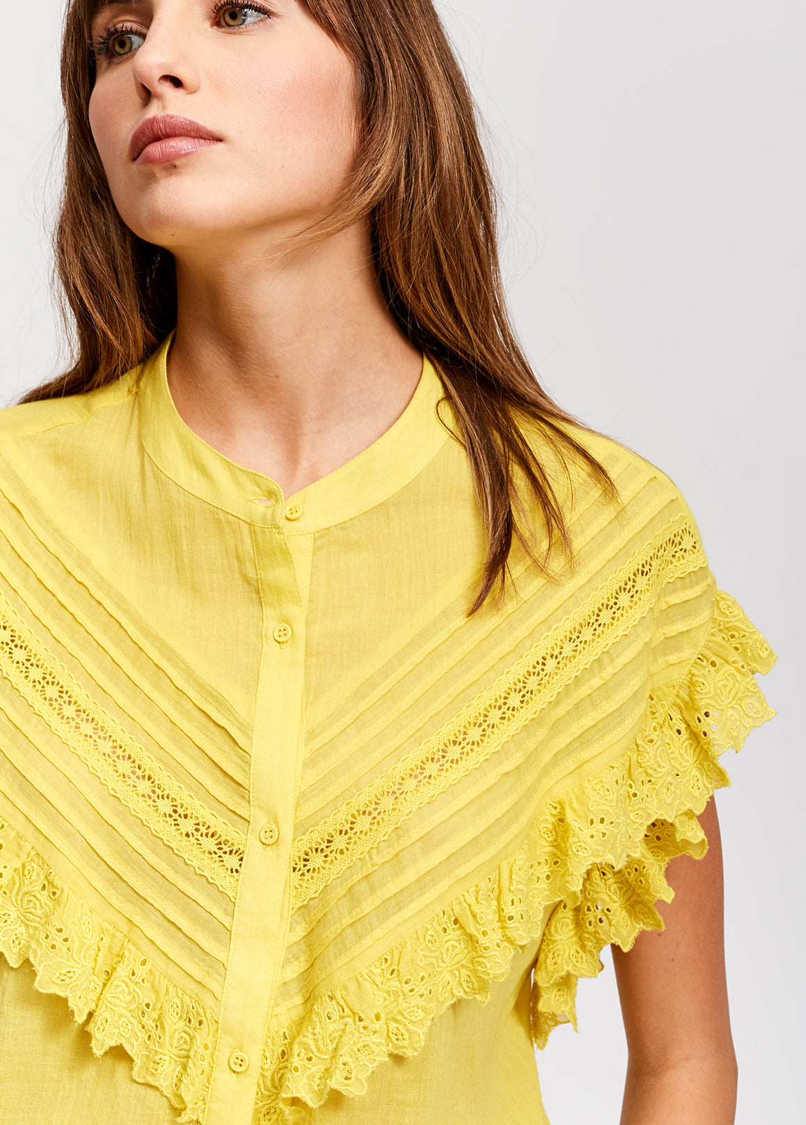 Yellow ruffled top RE—SSENTIEL | Essentiel second hand