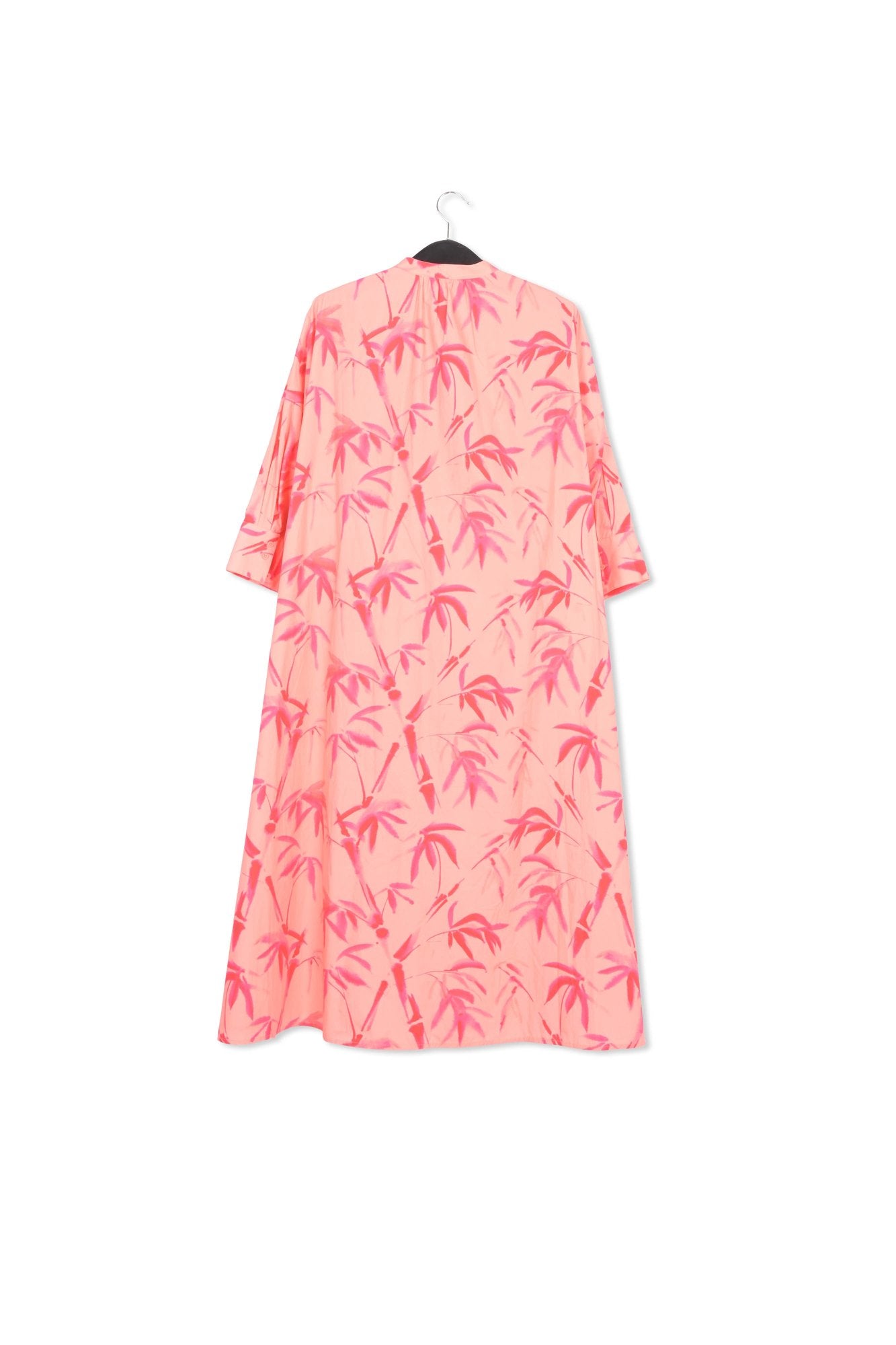 Peach and pink maxi-length dress with palm leaf print RE—SSENTIEL | Essentiel second hand