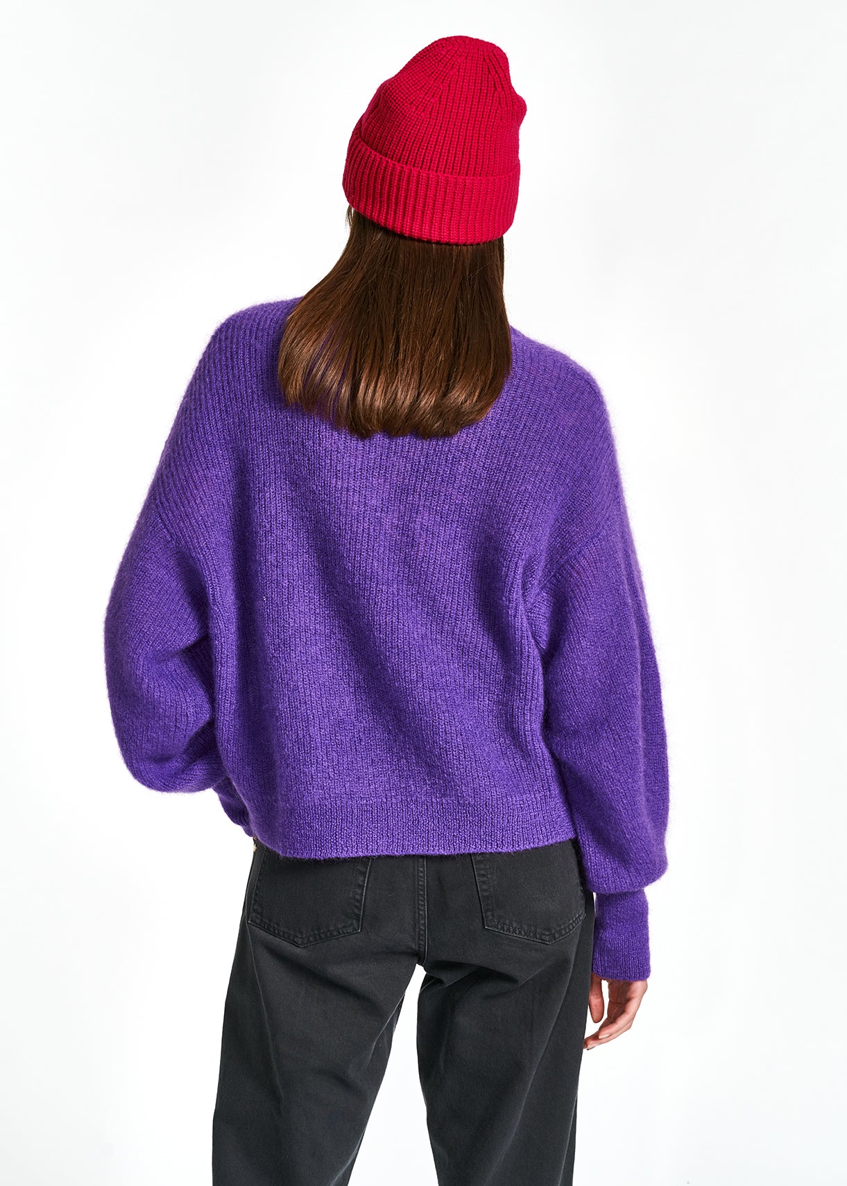 Purple light knitted open cardigan RE—SSENTIEL | Essentiel second hand