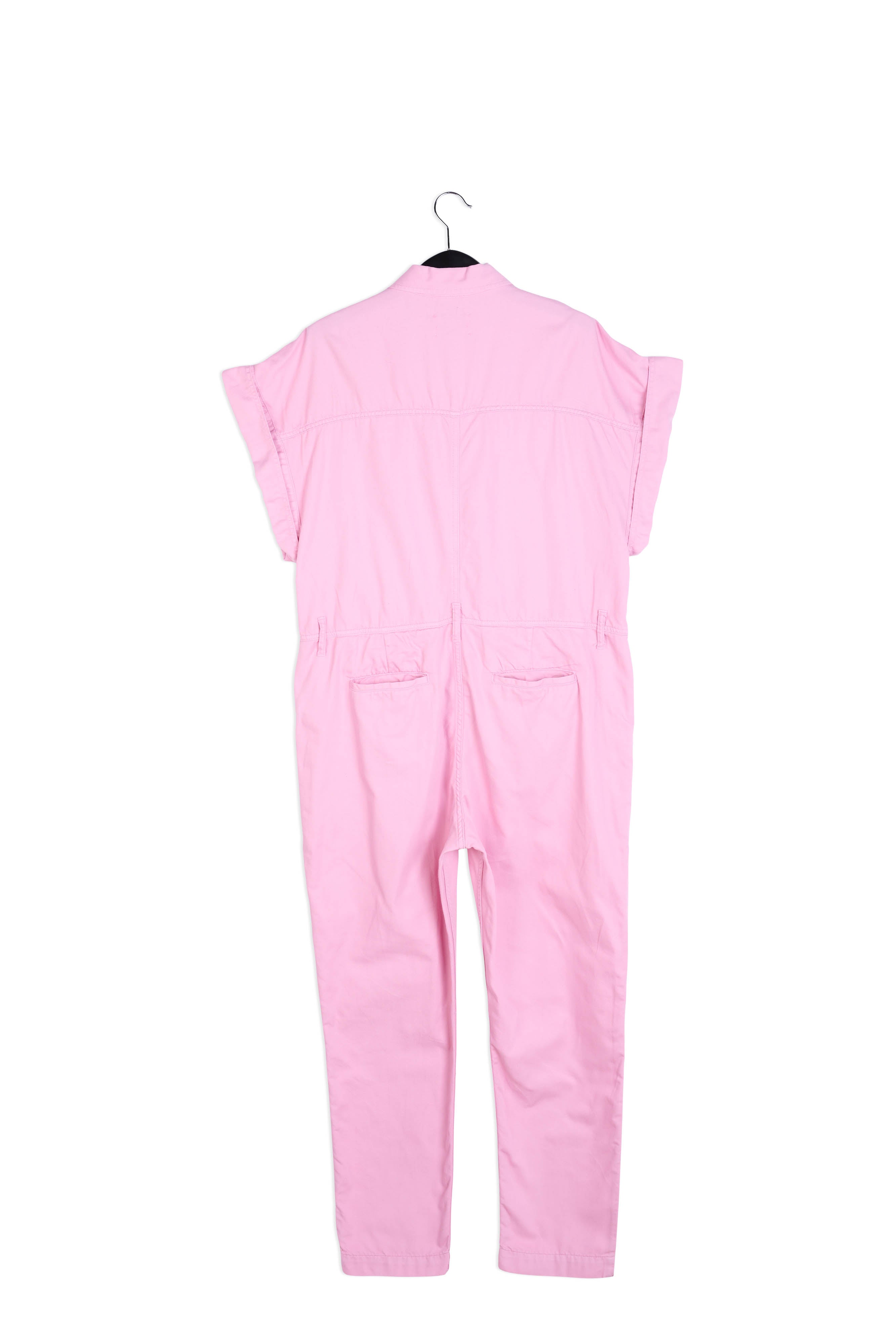 Light pink short-sleeved denim jumpsuit RE—SSENTIEL | Essentiel second hand
