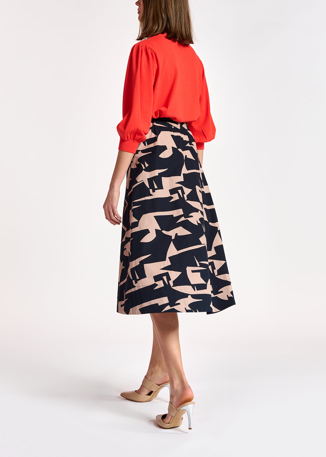 Red knit sweater with puffed shoulders RE—SSENTIEL | Essentiel second hand