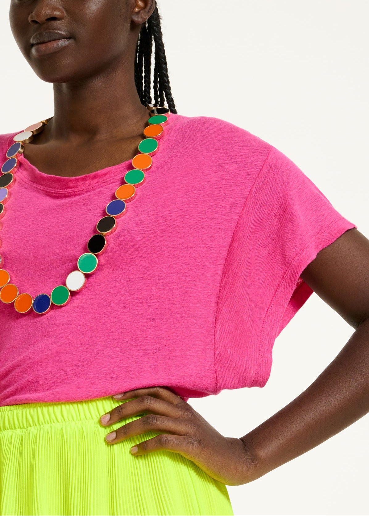 Fuchsia linen T-shirt RE—SSENTIEL | Essentiel second hand