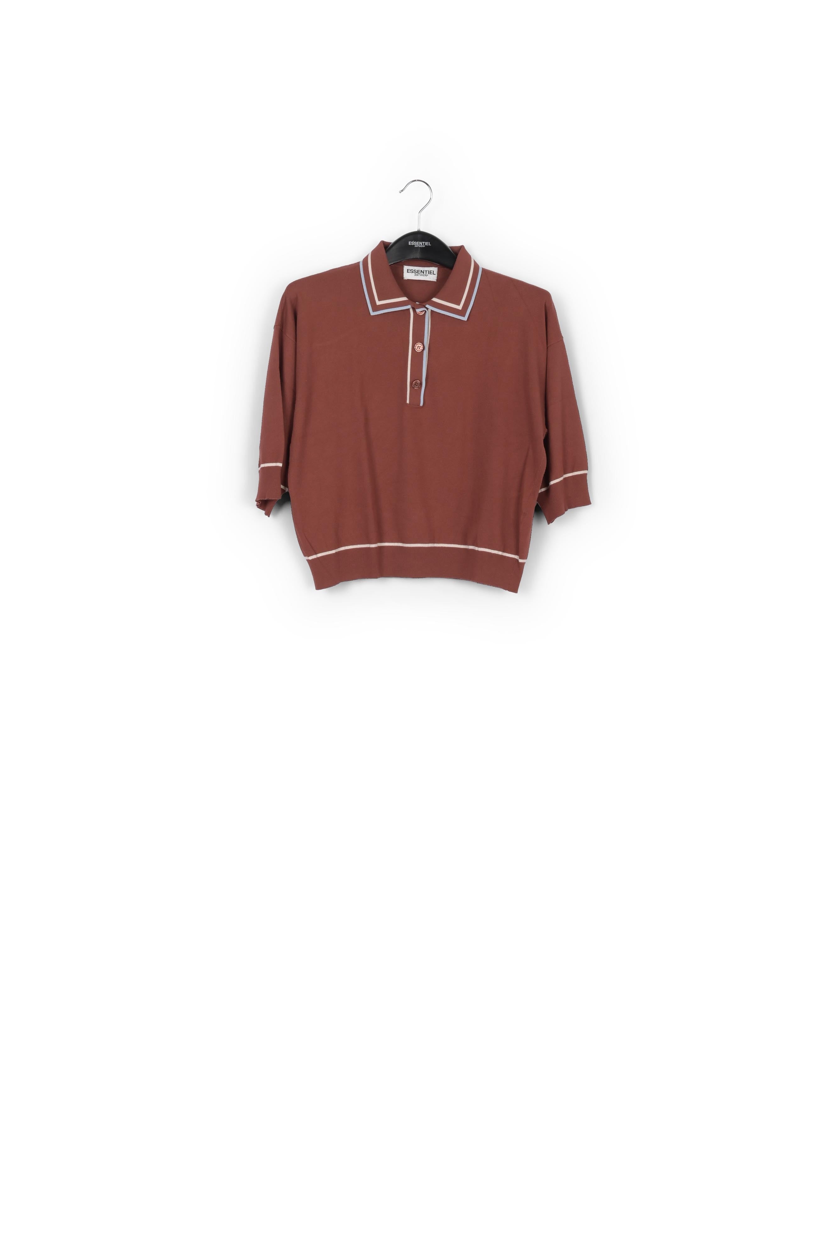 Brown knitted polo top RE—SSENTIEL | Essentiel second hand