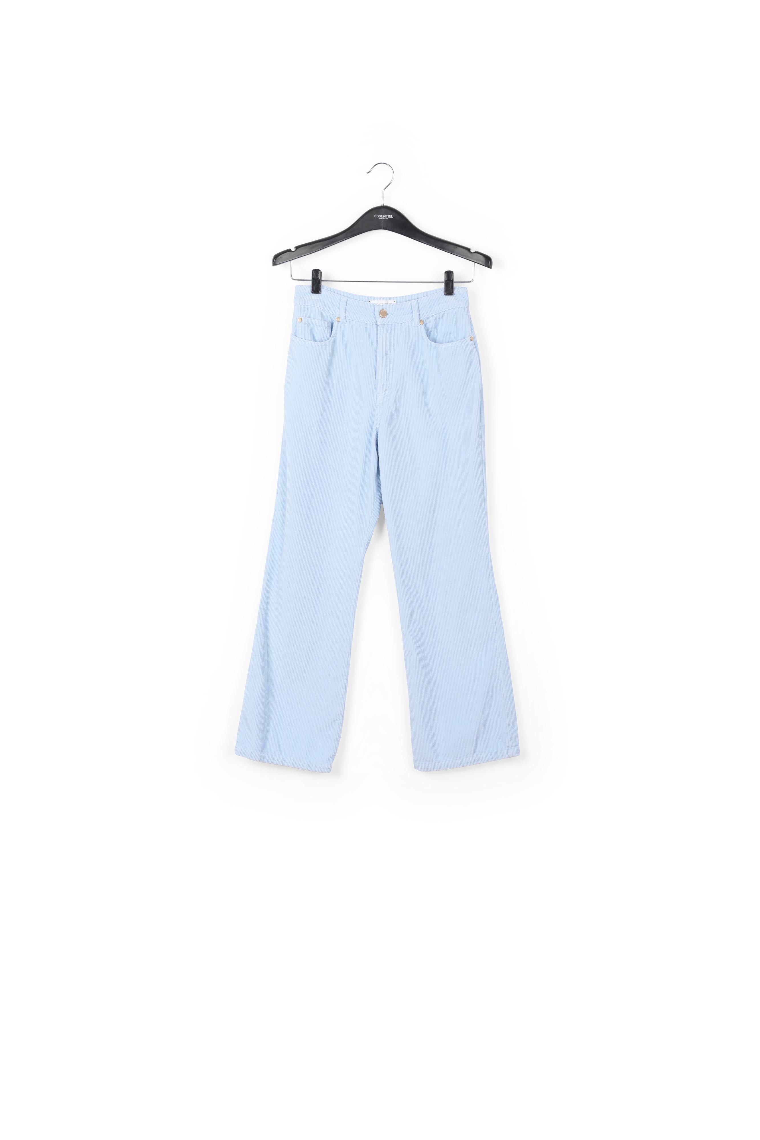 Light blue cotton-corduroy flared-fit pants RE—SSENTIEL | Essentiel second hand
