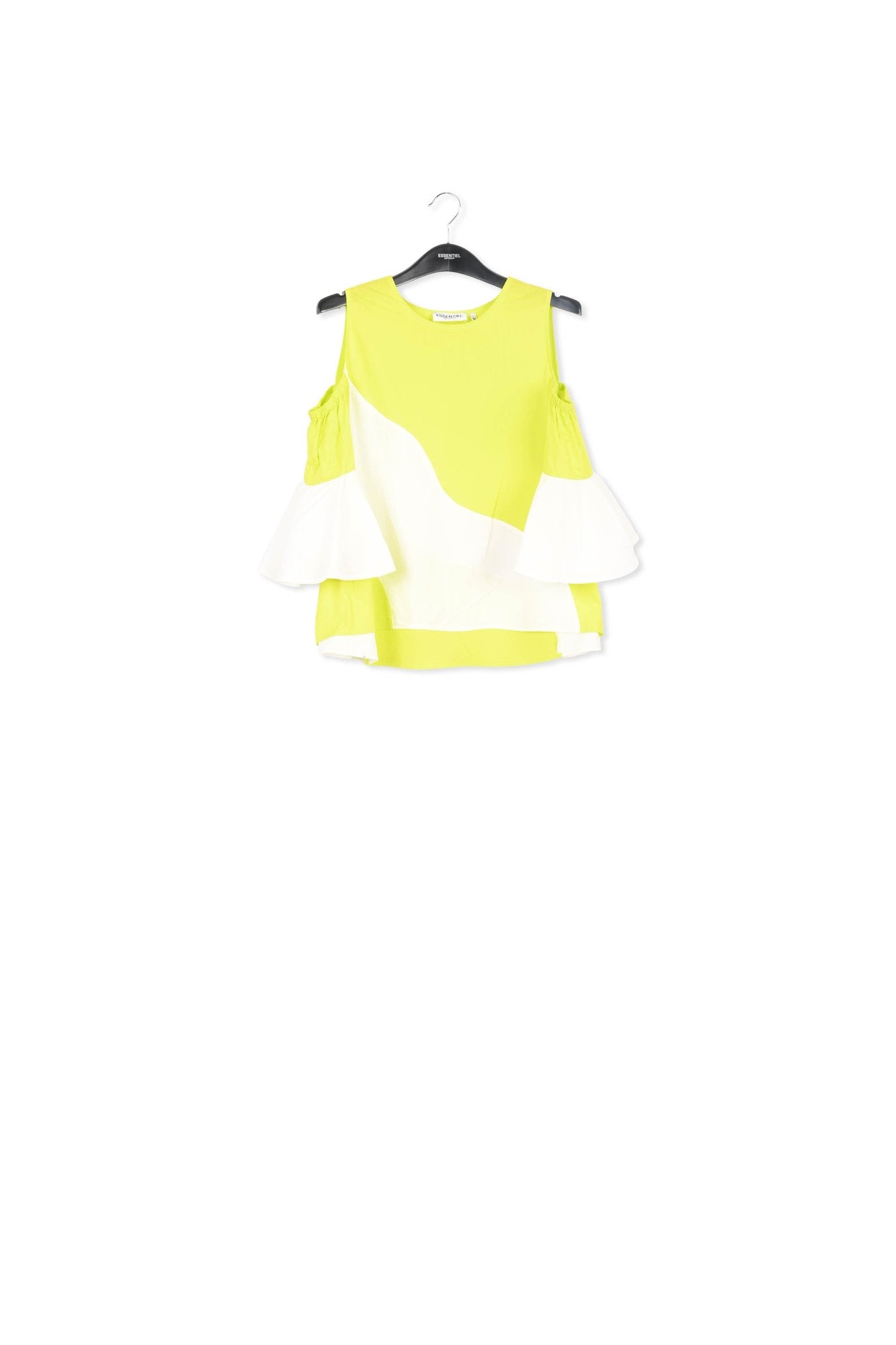 Top en coton popeline vert citron et blanc RE—SSENTIEL | Essentiel second hand