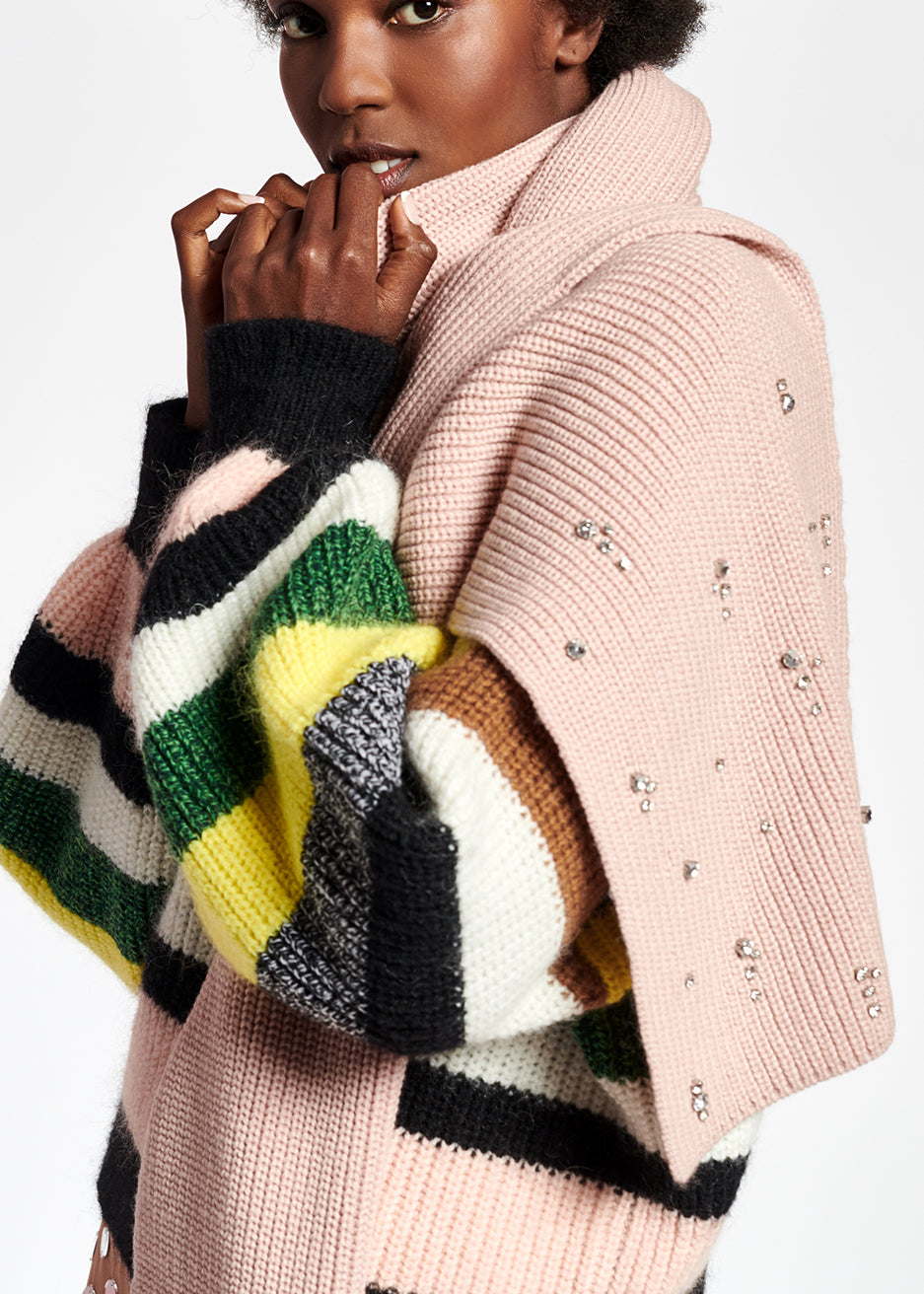 Pink wool-blend scarf RE—SSENTIEL | Essentiel second hand