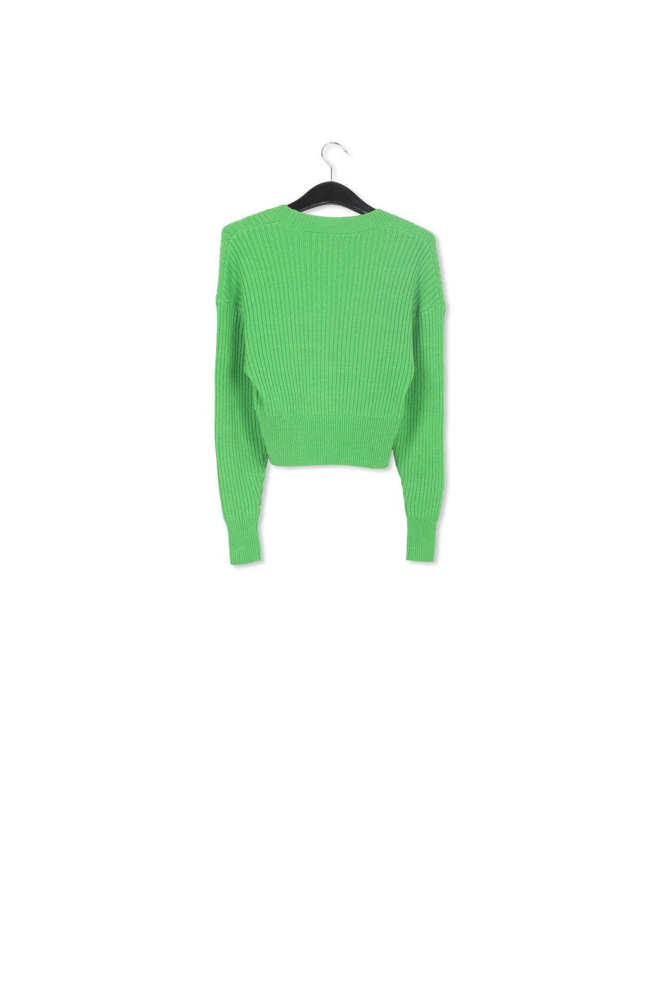 Groene cardigan met V-hals en strasknopen RE—SSENTIEL | Essentiel second hand