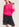 Pull maille côtelée rose aux manchettes rayées fluo Faume - seconde main