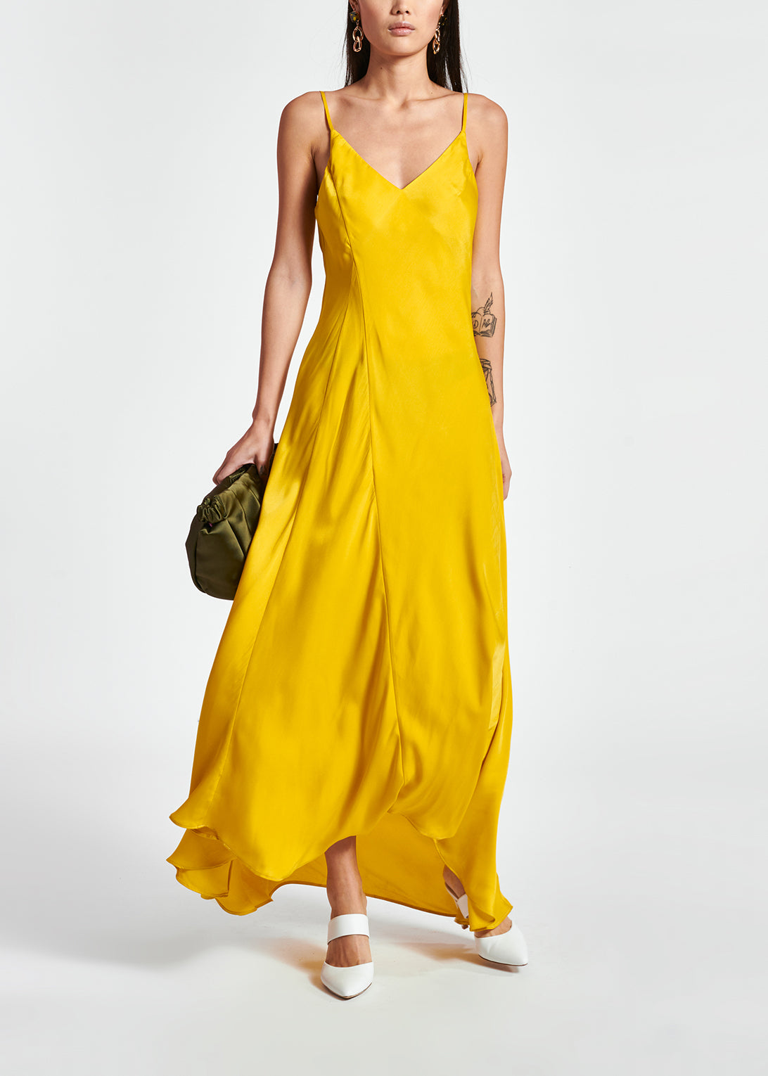 Yellow maxi-length slip dress RE—SSENTIEL | Essentiel second hand