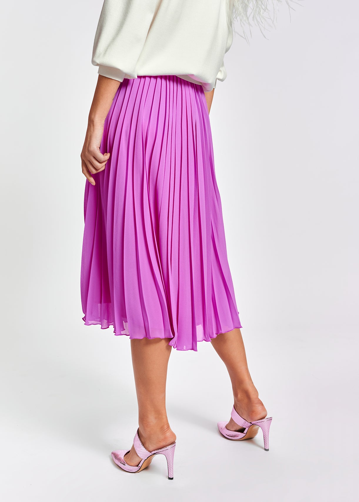 Lilac plissé midi skirt RE—SSENTIEL | Essentiel second hand