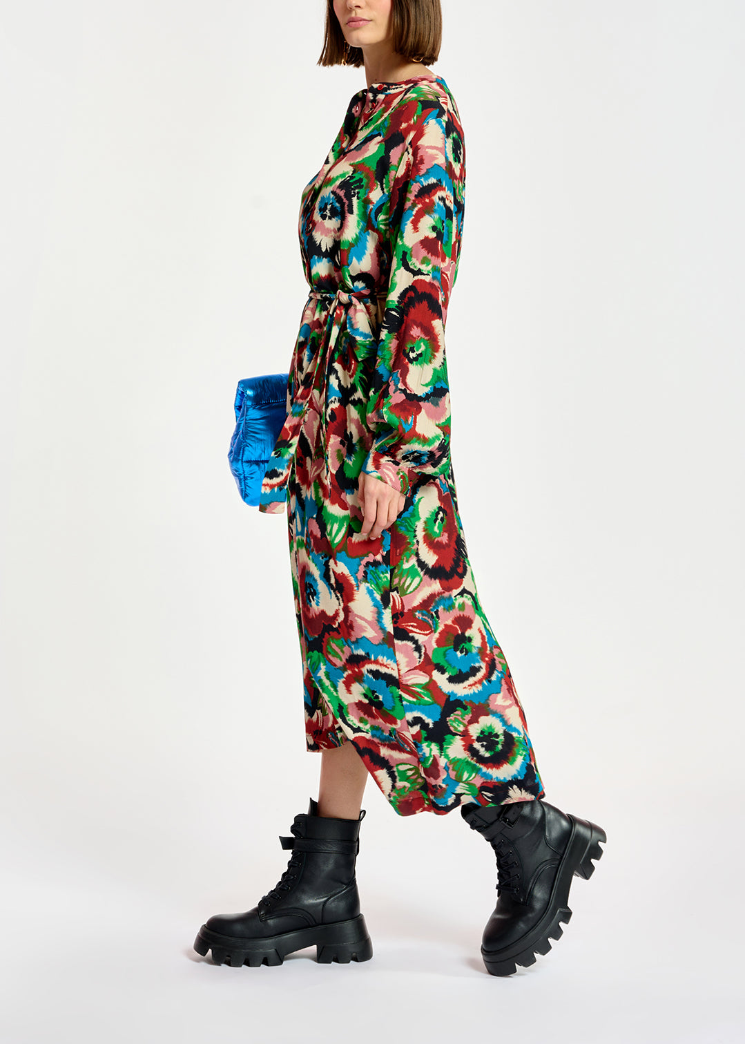 Multicolor floral-print shirt dress RE—SSENTIEL | Essentiel second hand