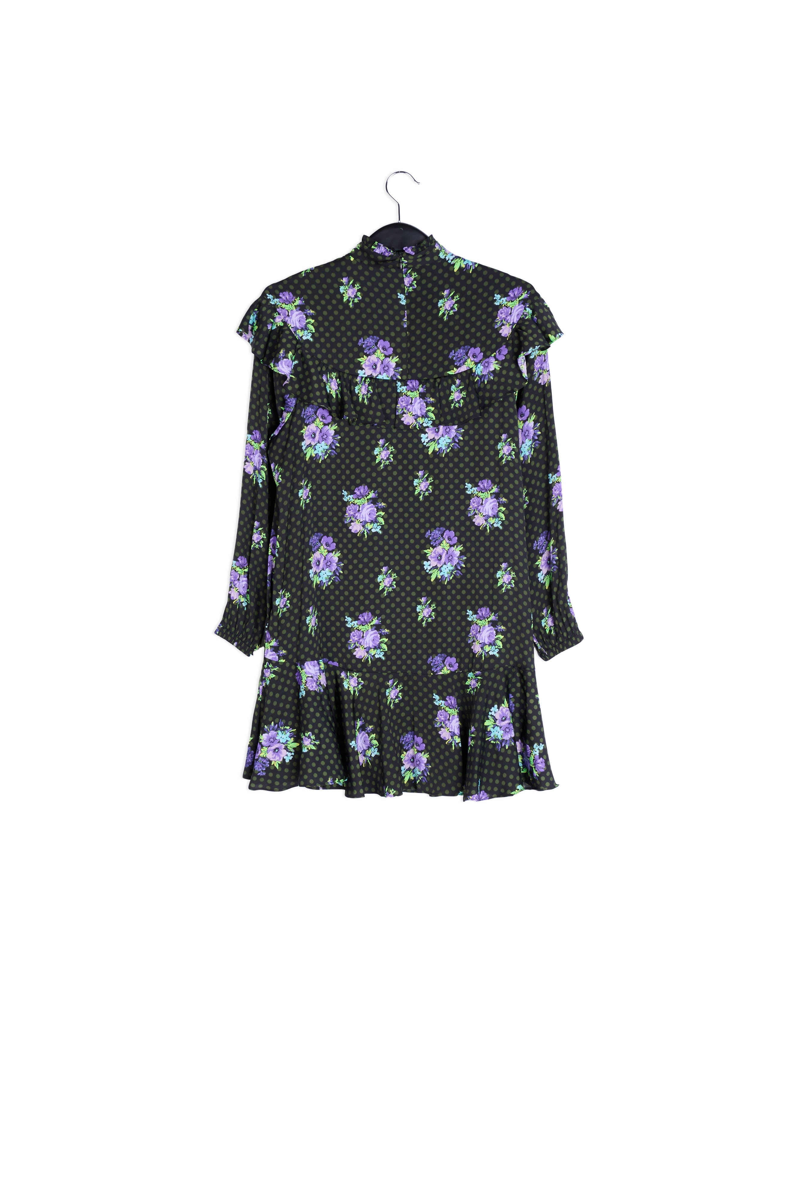 Black and purple ruffled a-line dress RE—SSENTIEL | Essentiel second hand
