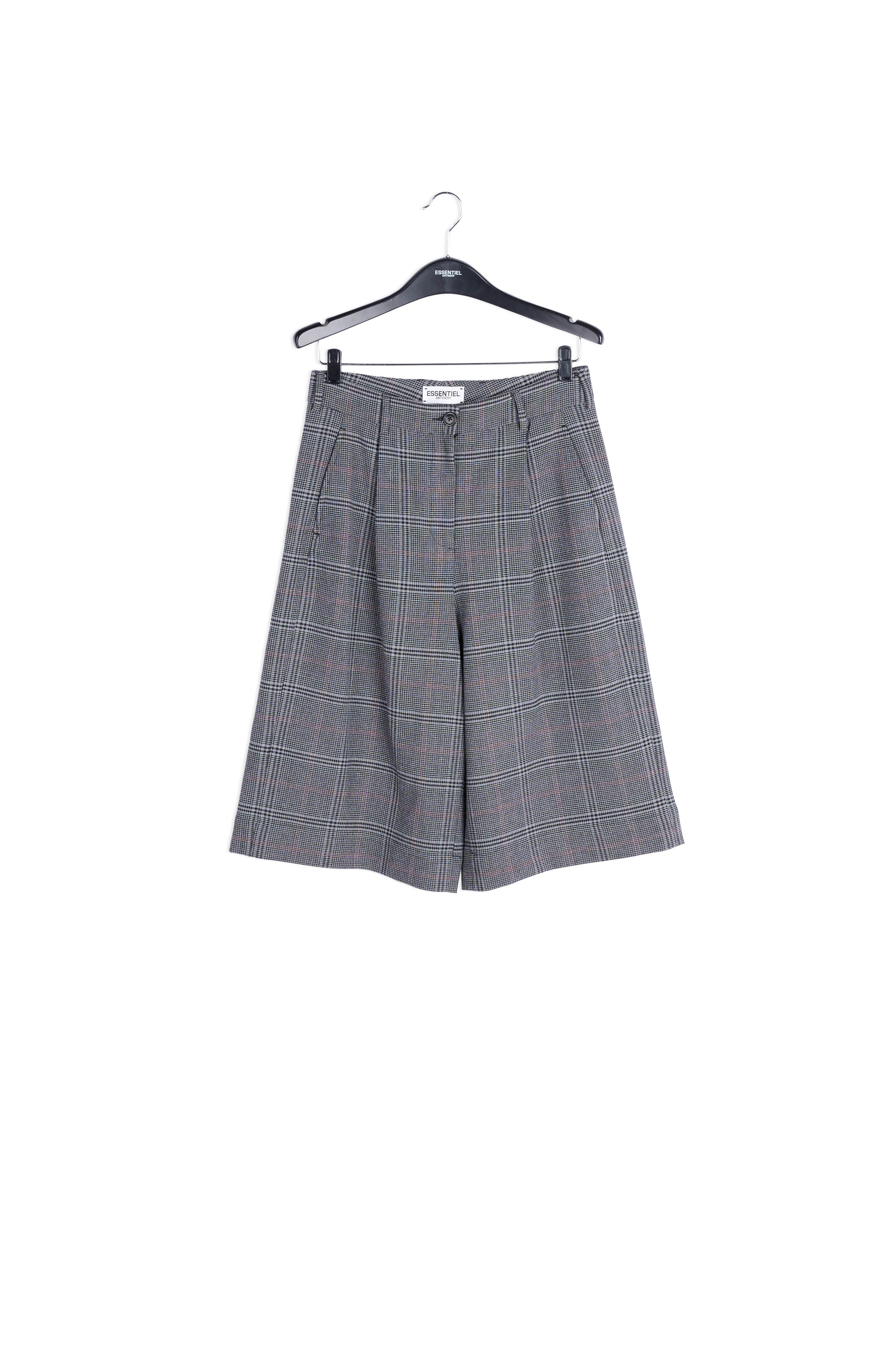 Pantalon taille haute gris à carreaux RE—SSENTIEL | Essentiel second hand