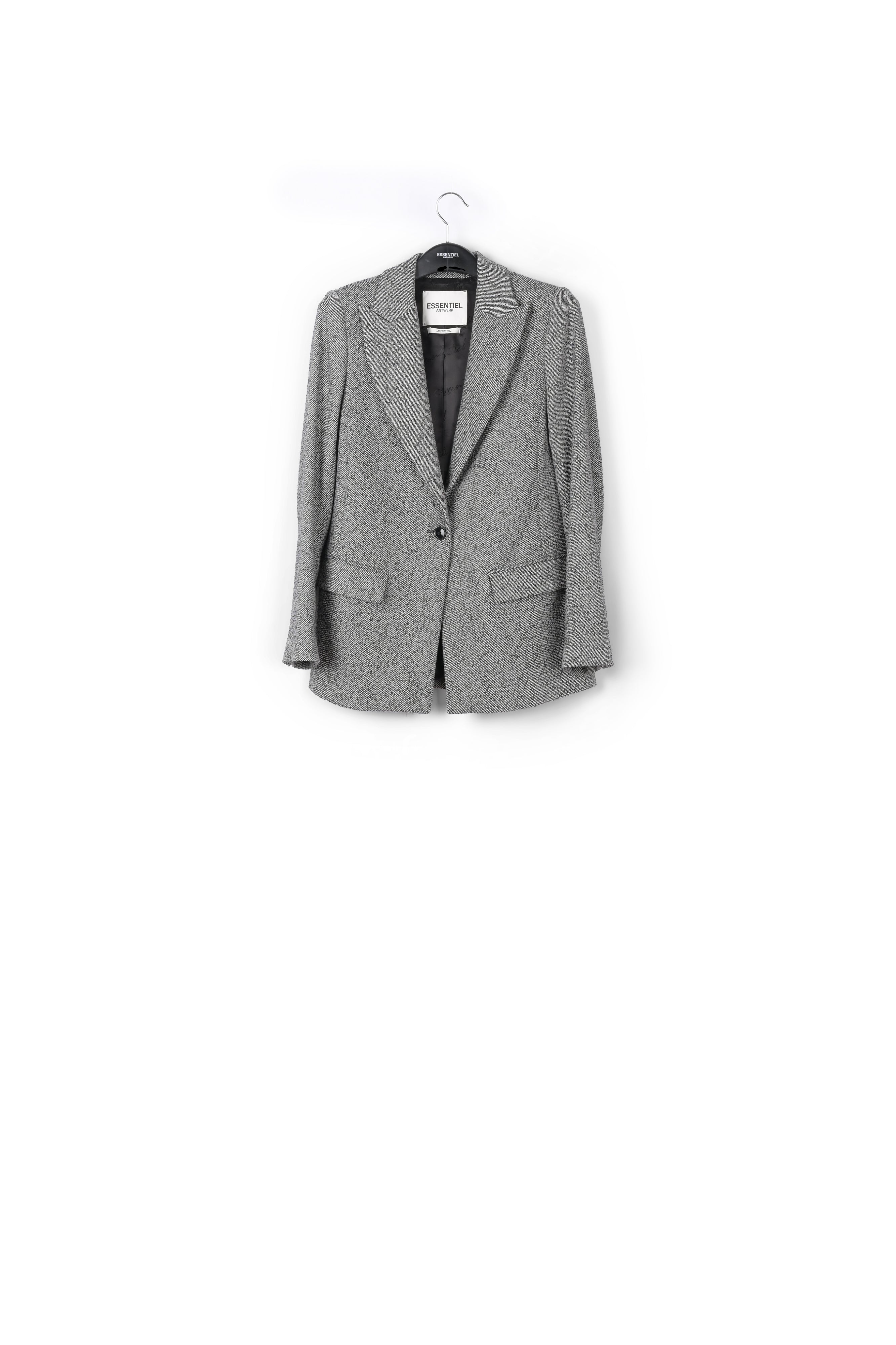 Veste tailleur gris mêlé à coupe droite RE—SSENTIEL | Essentiel second hand