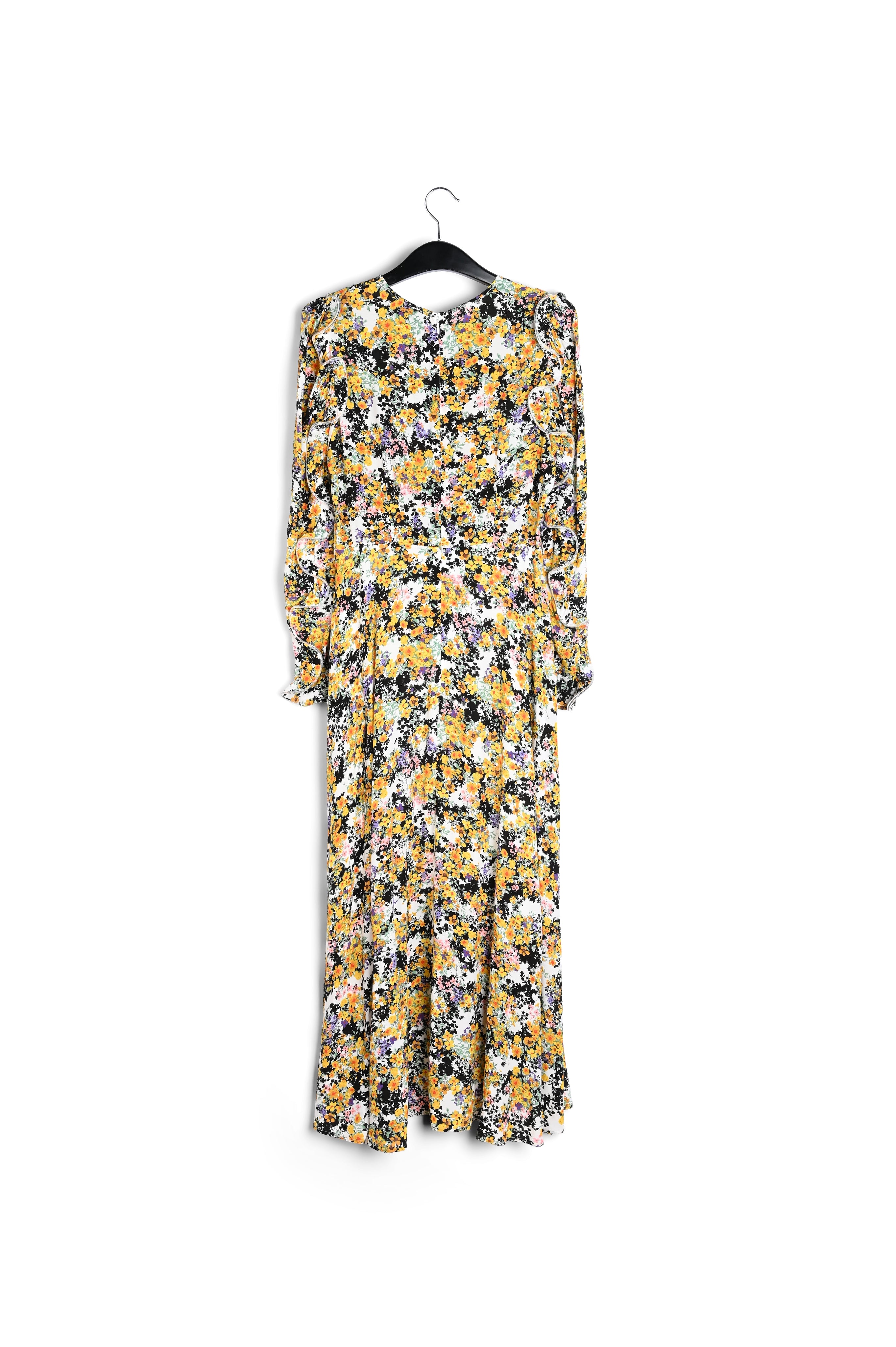 Gebroken witte maxi-jurk met bloemen en ruches RE—SSENTIEL | Essentiel second hand