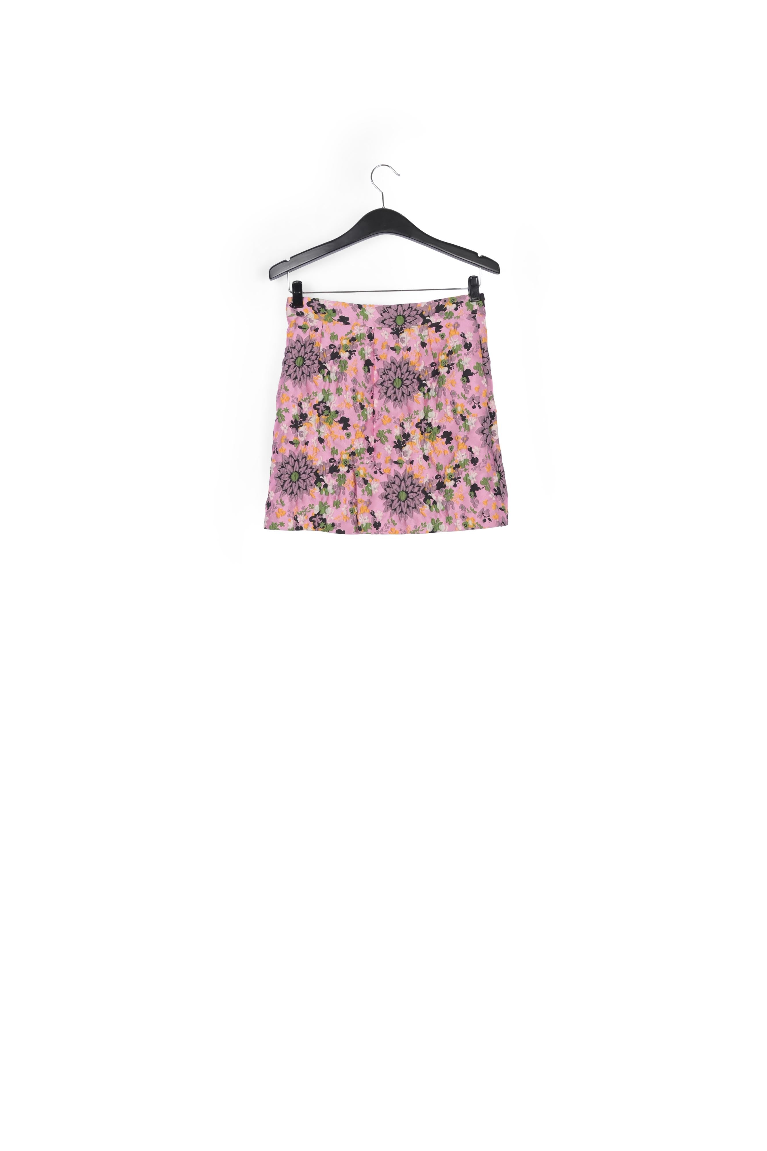 Pink floral jacquard mini skirt RE—SSENTIEL | Essentiel second hand