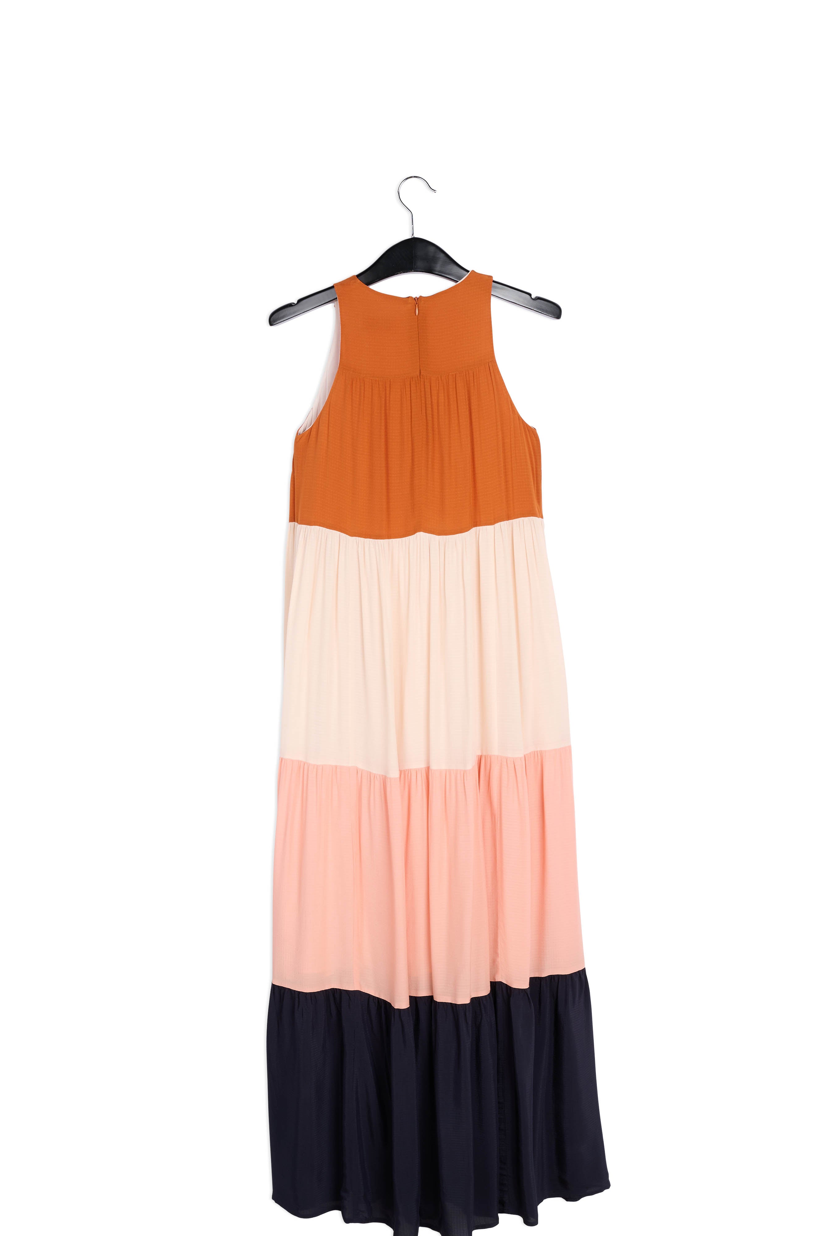 Maxi robe brune, rose clair et bleu foncé RE—SSENTIEL | Essentiel second hand