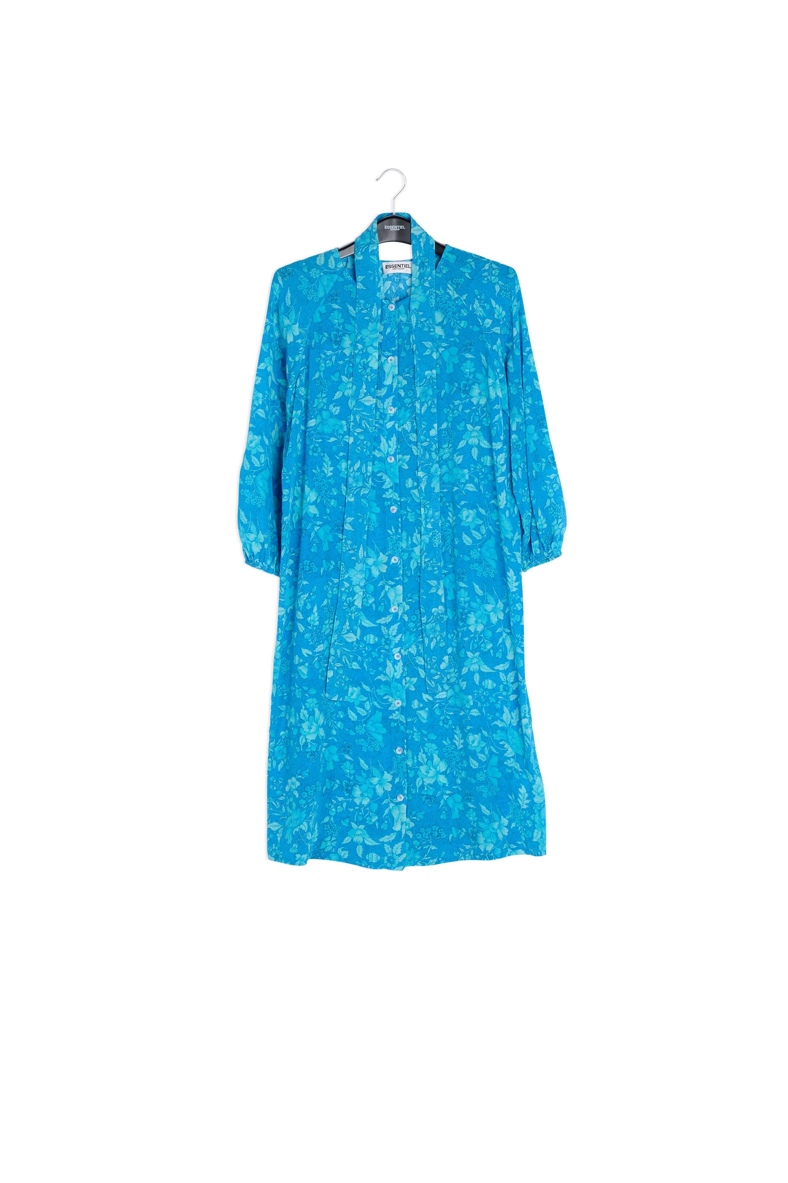 Printed blue silk shirt dress RE—SSENTIEL | Essentiel second hand