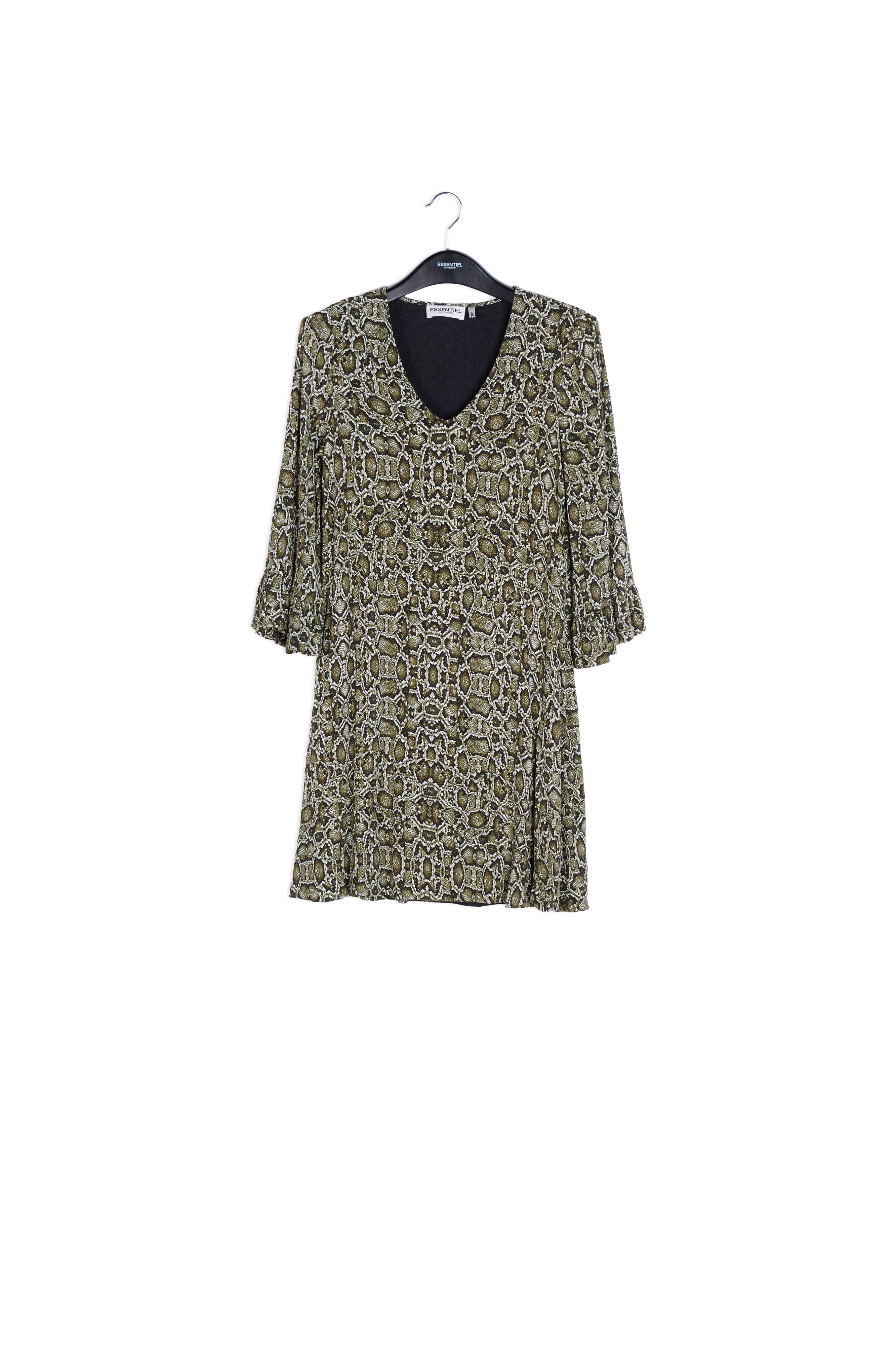 Kakigroene mini-jurk met slangenprint RE—SSENTIEL | Essentiel second hand