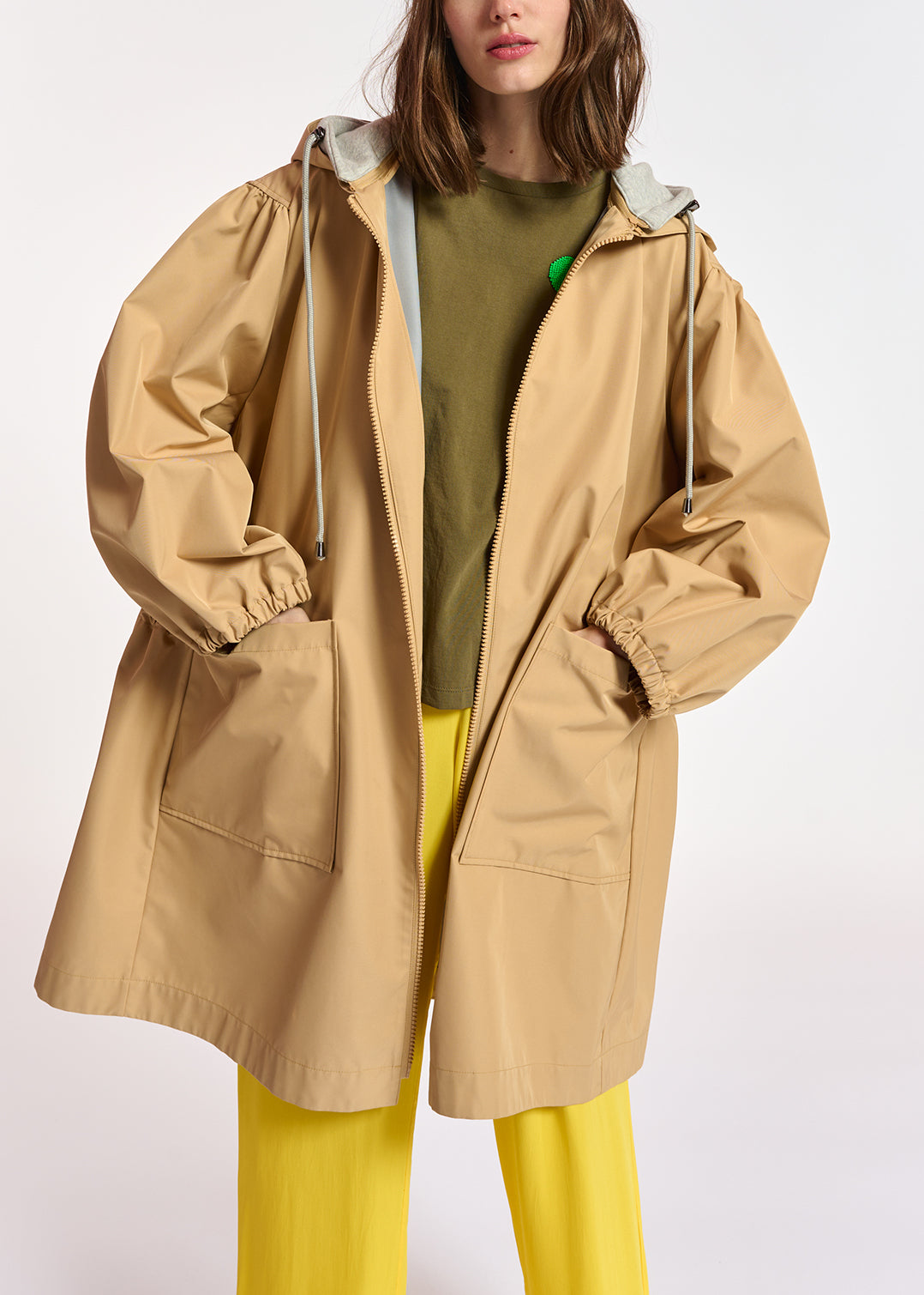 Beige hooded raincoat RE—SSENTIEL | Essentiel second hand