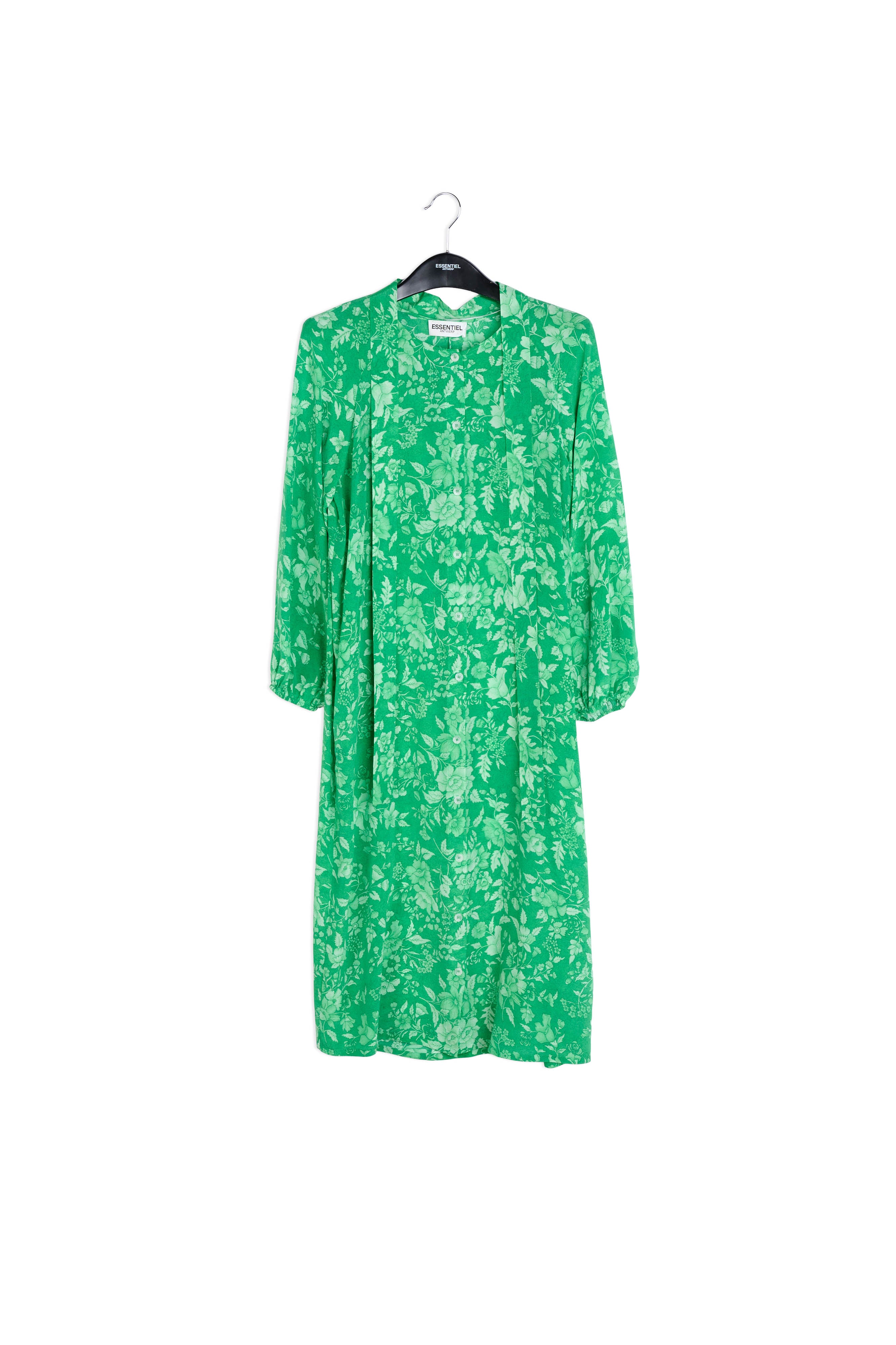 Printed green silk shirt dress RE—SSENTIEL | Essentiel second hand