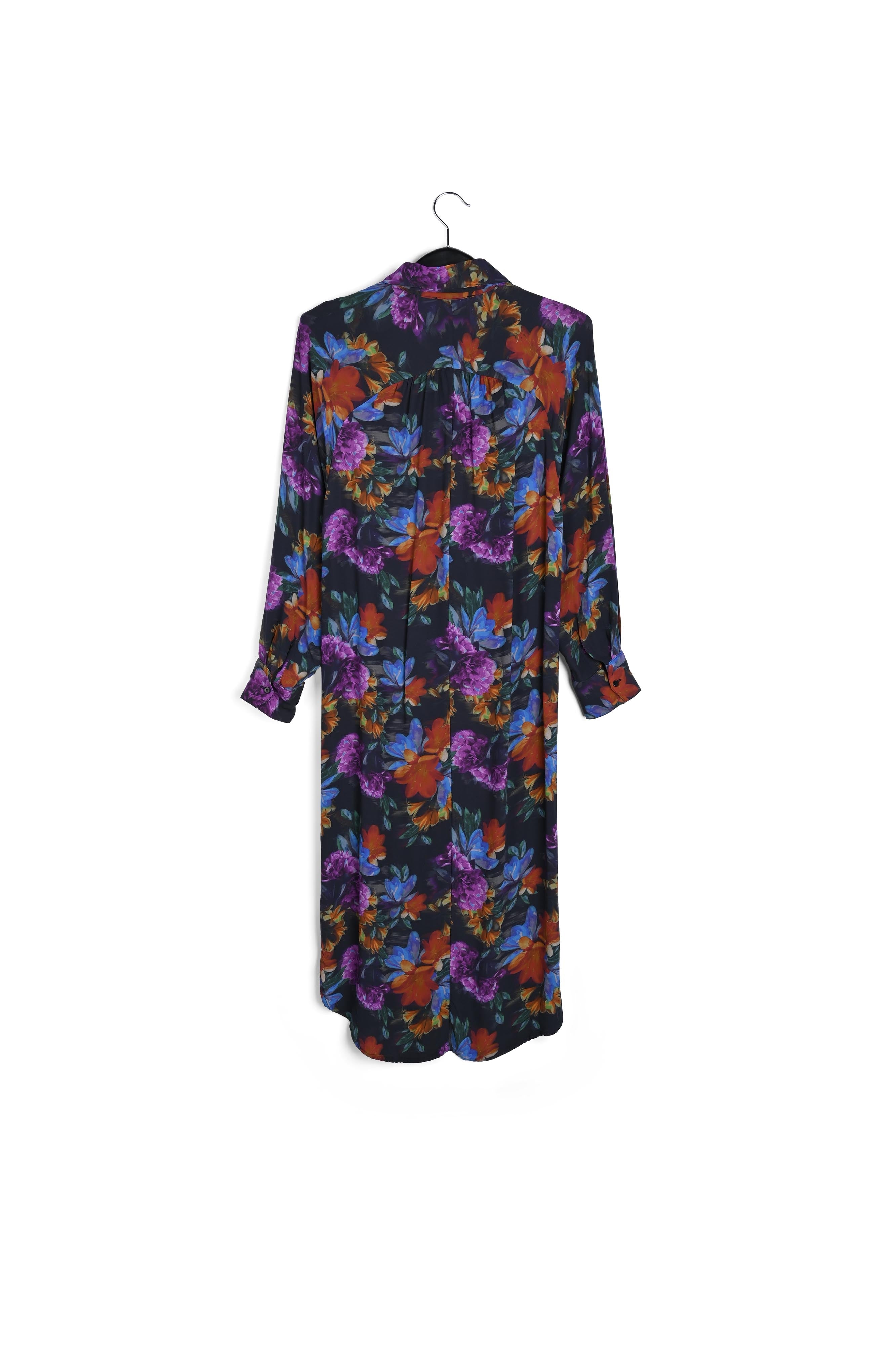 Hemdjurk met antracietgrijze, blauwe en oranje bloemenprint RE—SSENTIEL | Essentiel second hand