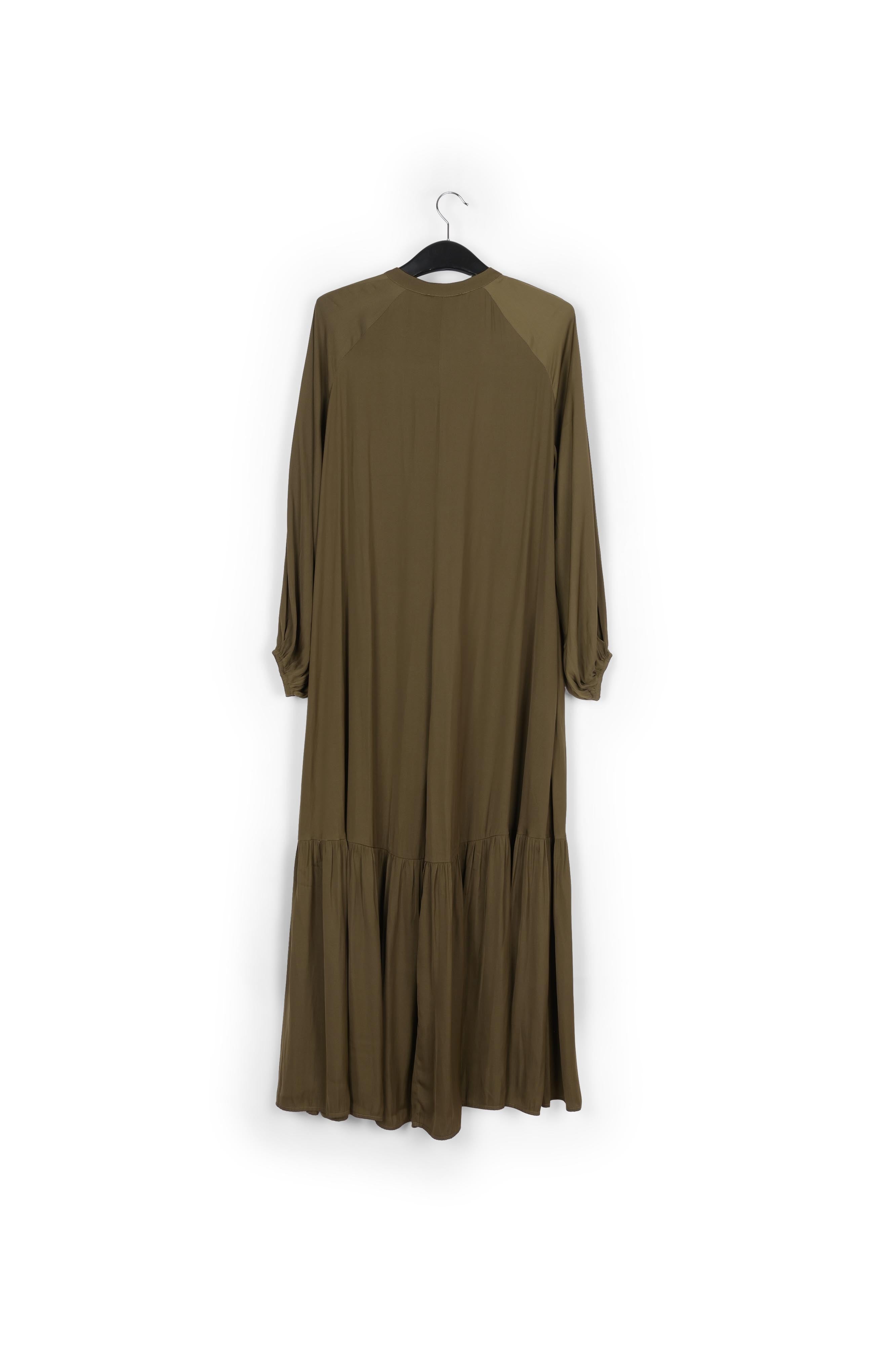 Khaki green long-sleeved maxi dress RE—SSENTIEL | Essentiel second hand