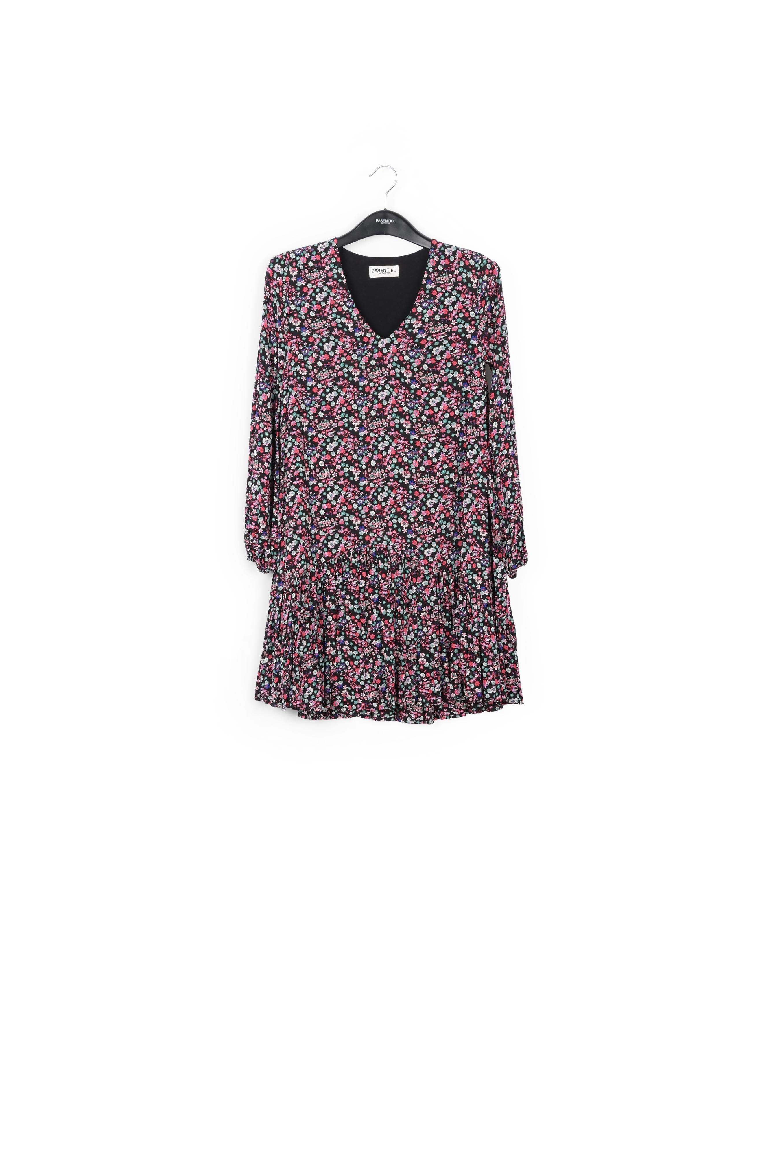 Black floral-print mini dress RE—SSENTIEL | Essentiel second hand